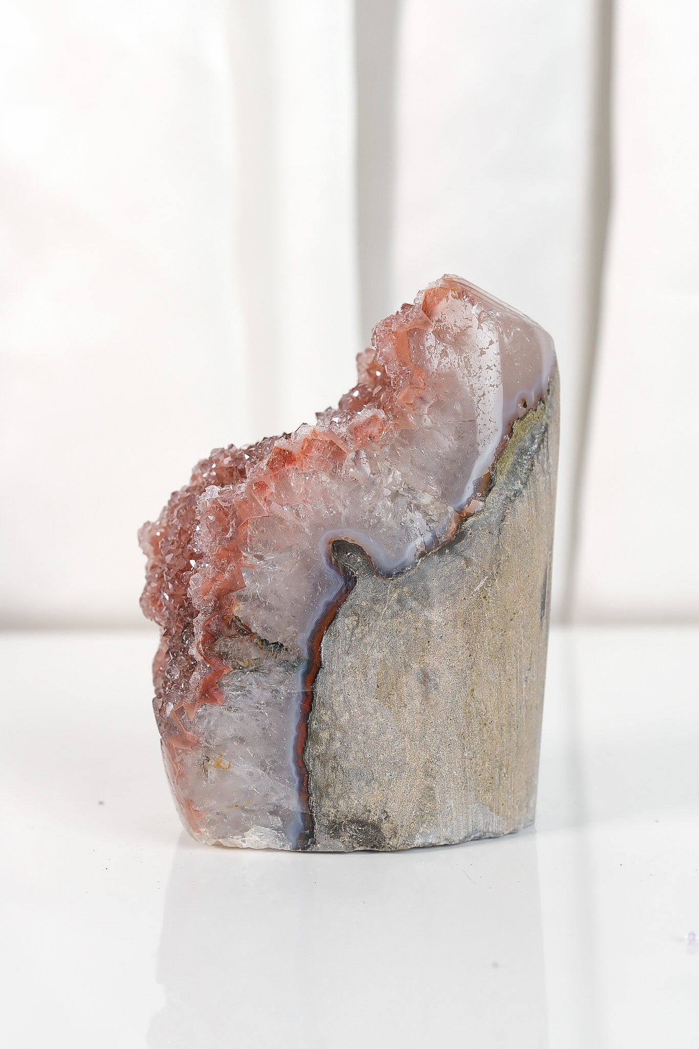 High Quality Burgundy/Pink Sugar Coated Amethyst Cutbase Cluster