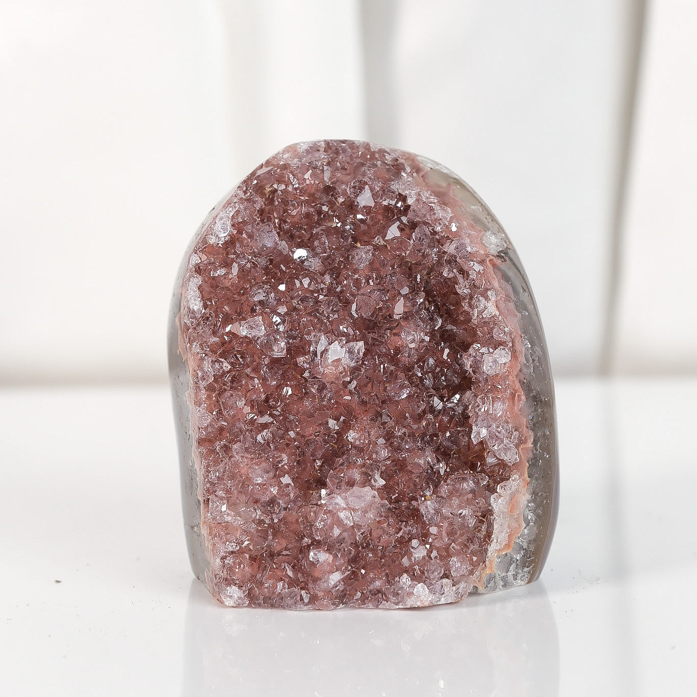 High Quality Burgundy/Pink Sugar Coated Amethyst Cutbase Cluster