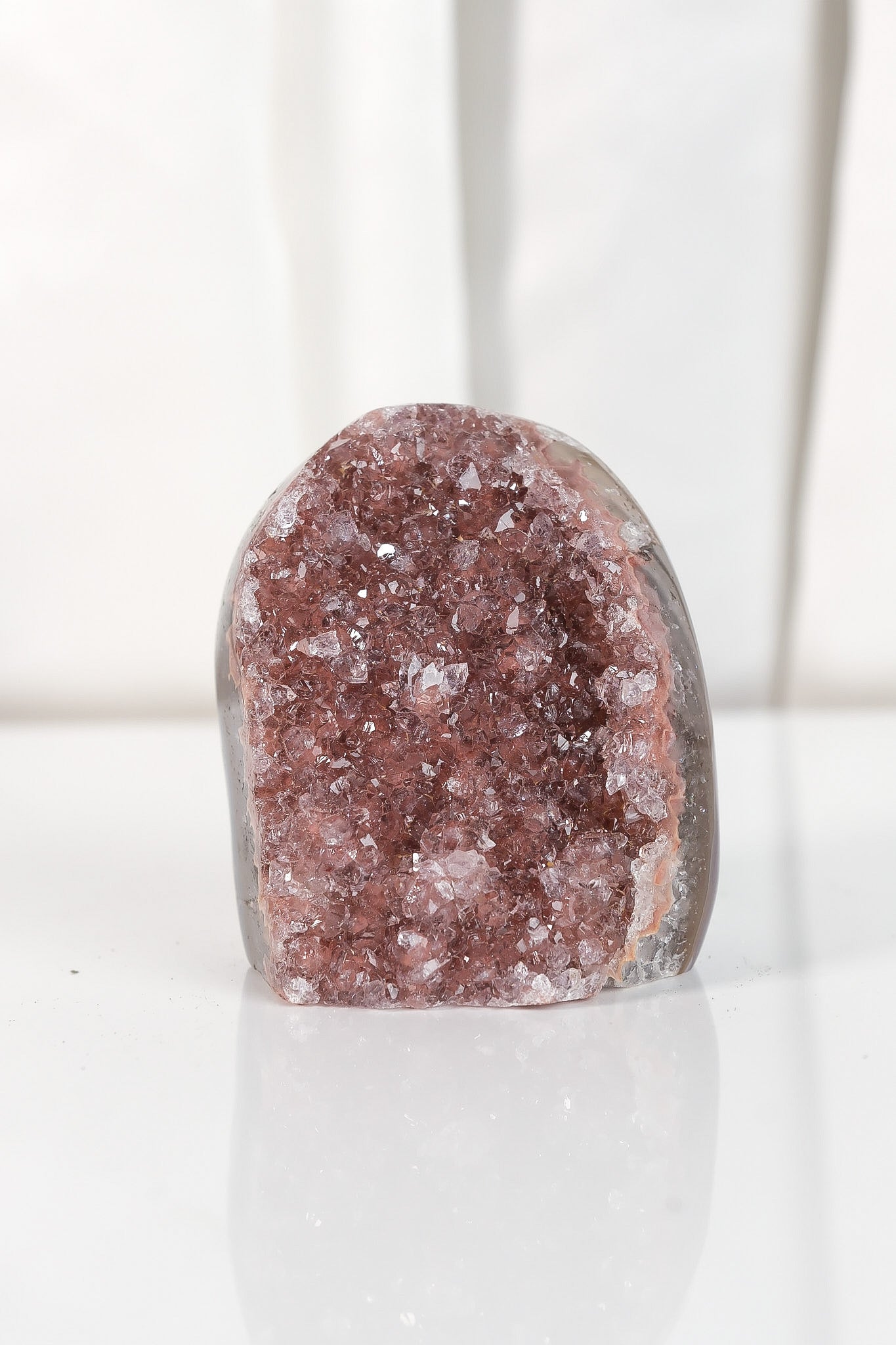 High Quality Burgundy/Pink Sugar Coated Amethyst Cutbase Cluster