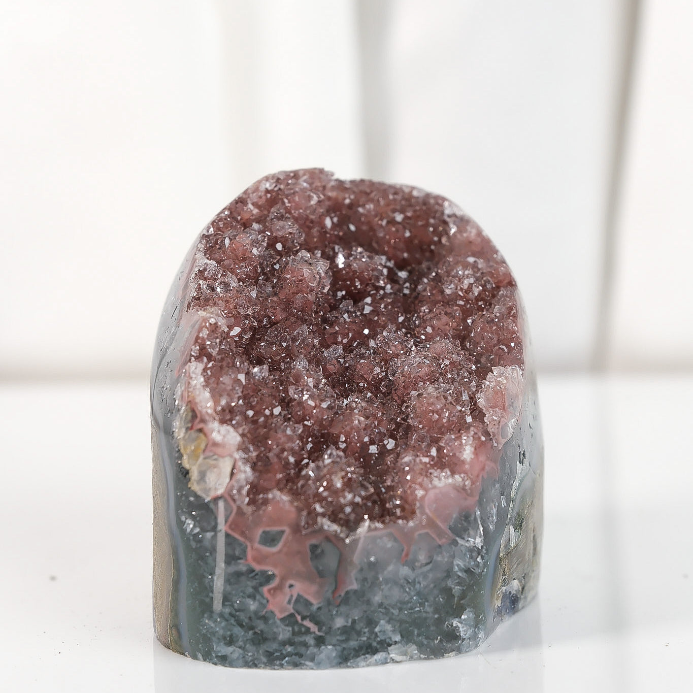 High Quality Burgundy/Pink Sugar Coated Amethyst Cutbase Cluster