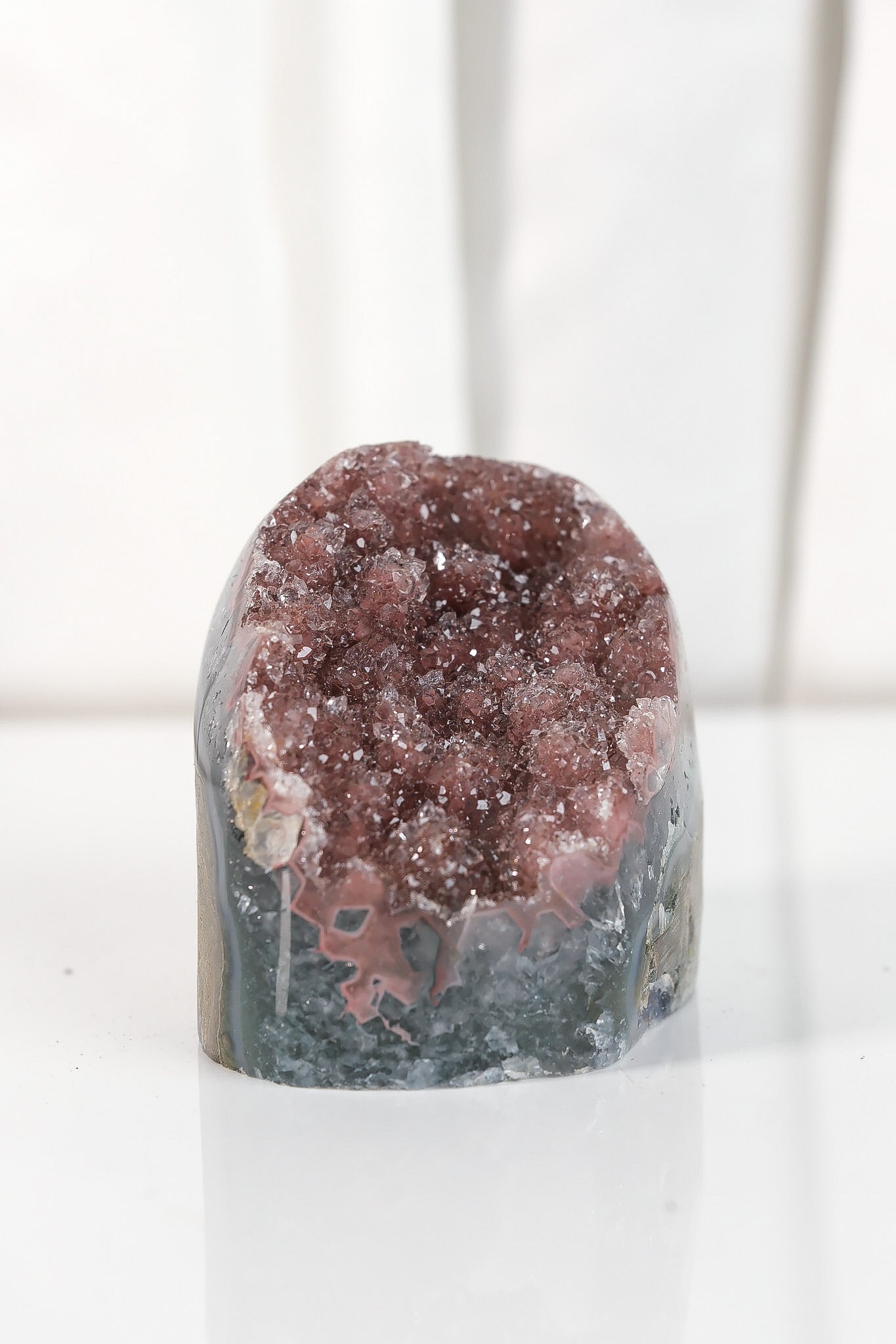 High Quality Burgundy/Pink Sugar Coated Amethyst Cutbase Cluster