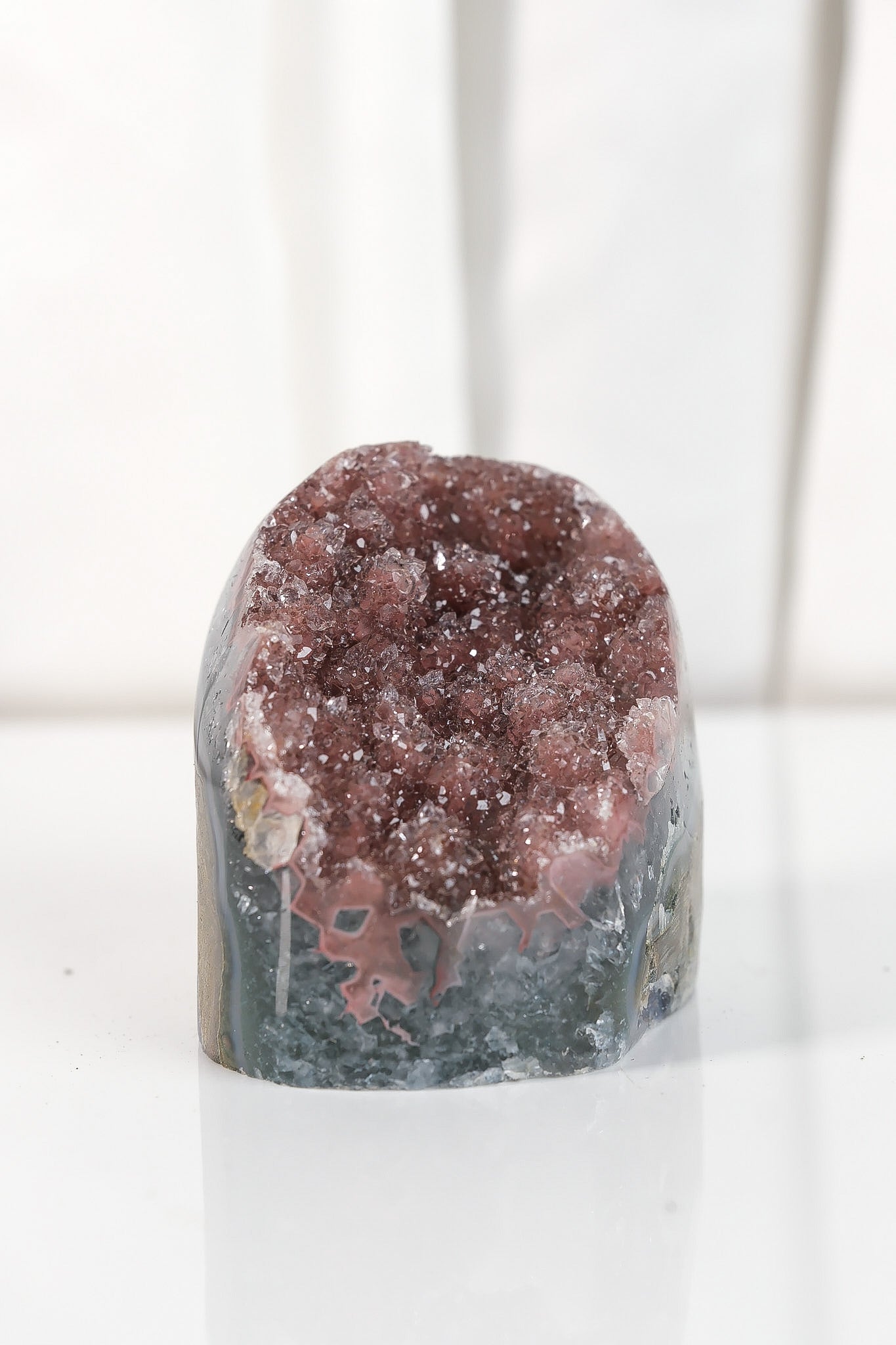 High Quality Burgundy/Pink Sugar Coated Amethyst Cutbase Cluster