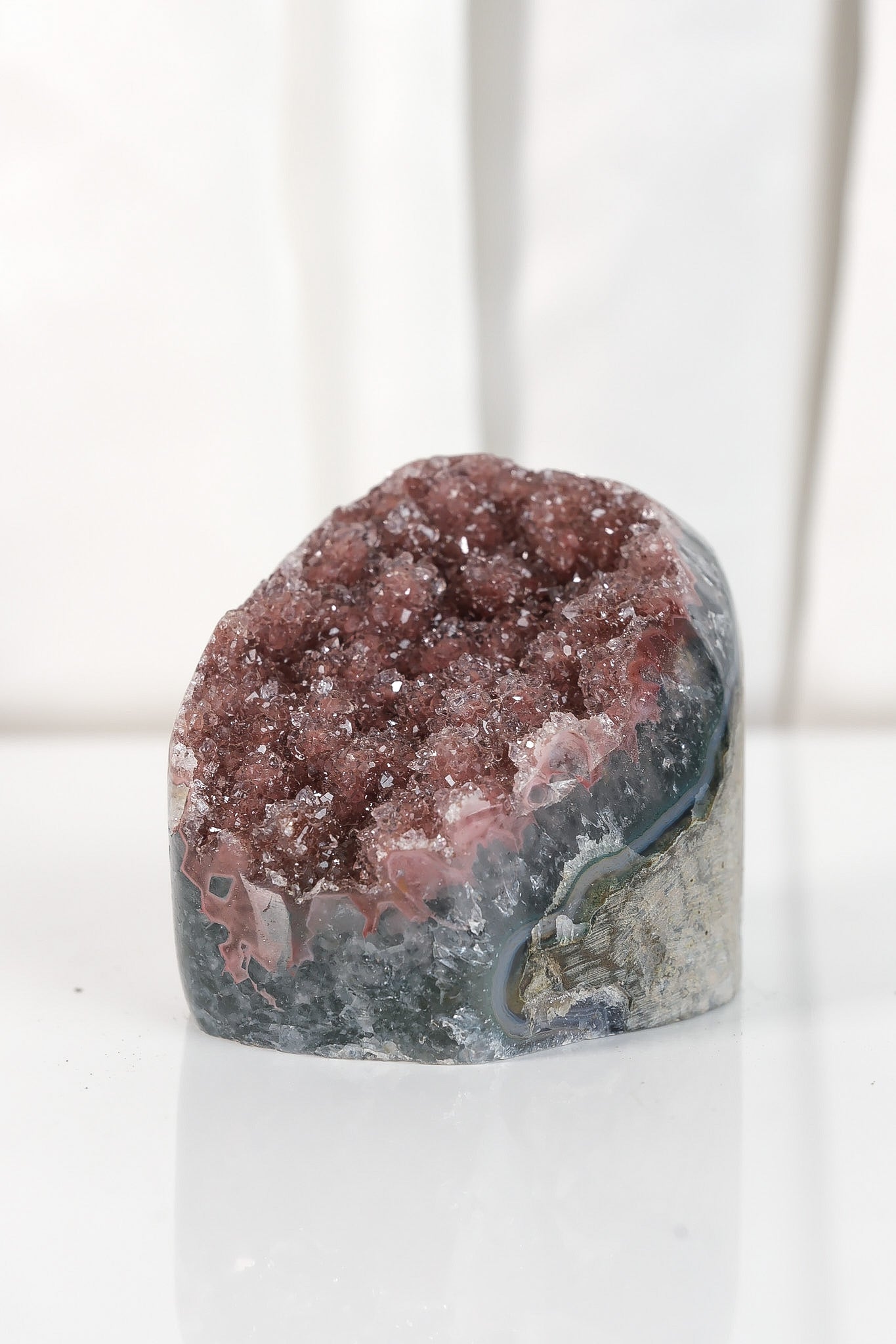 High Quality Burgundy/Pink Sugar Coated Amethyst Cutbase Cluster