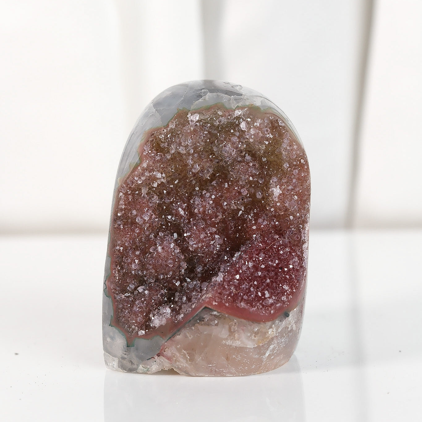 High Quality Burgundy/Pink Sugar Coated Amethyst Cutbase Cluster