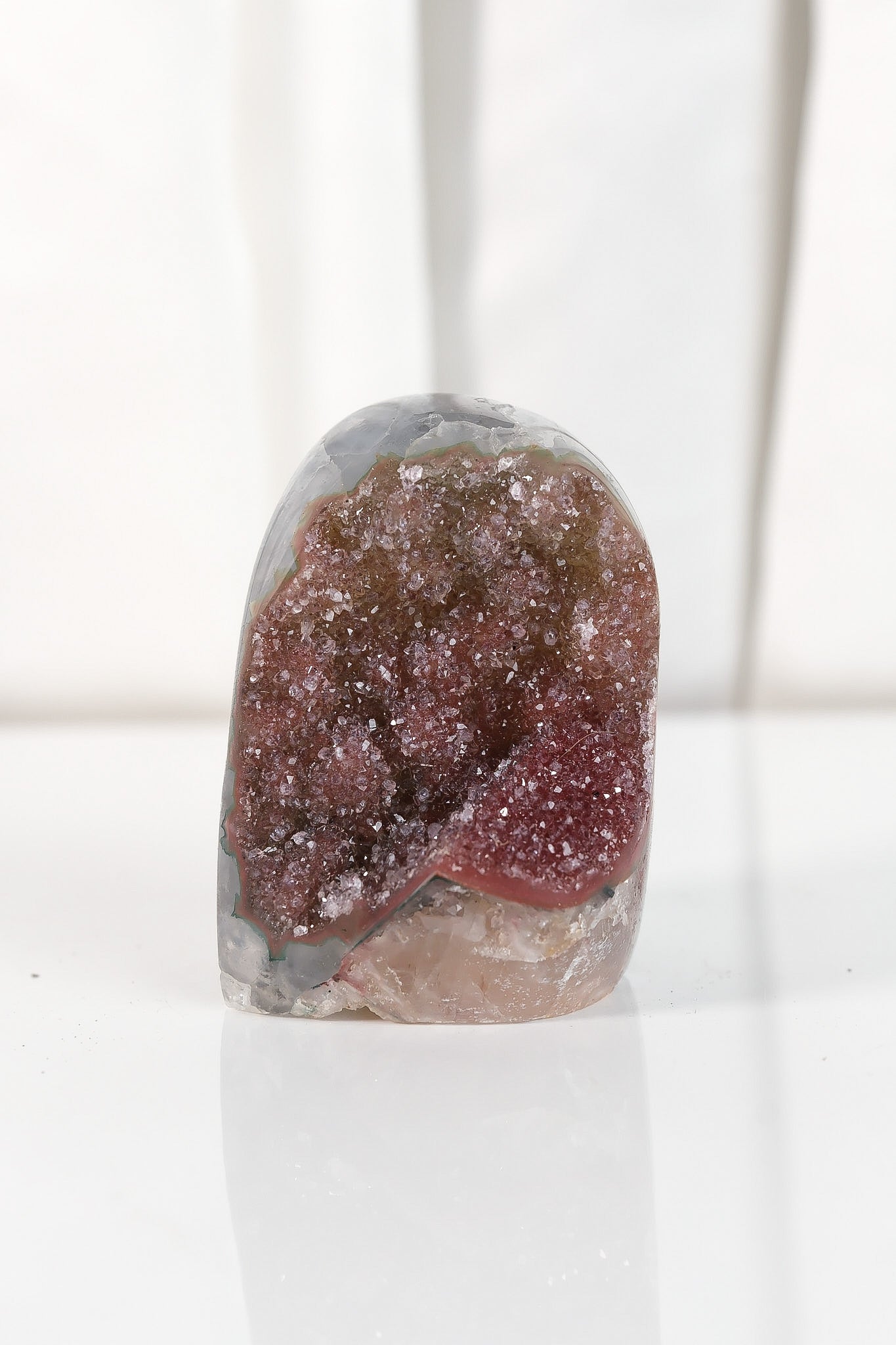 High Quality Burgundy/Pink Sugar Coated Amethyst Cutbase Cluster