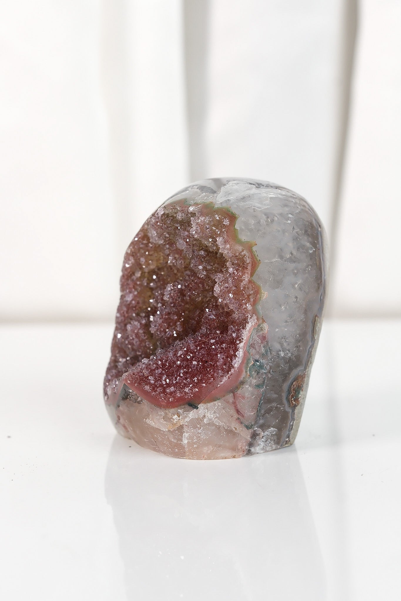 High Quality Burgundy/Pink Sugar Coated Amethyst Cutbase Cluster