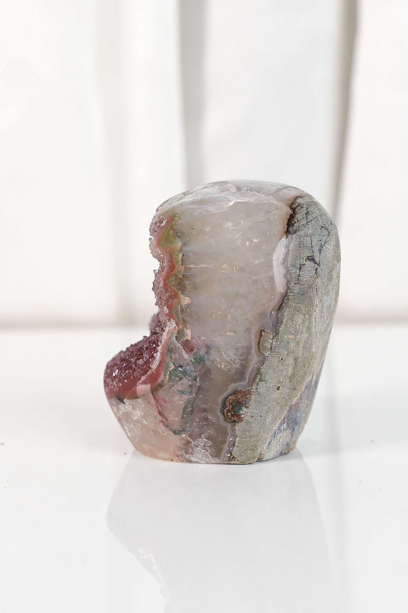 High Quality Burgundy/Pink Sugar Coated Amethyst Cutbase Cluster