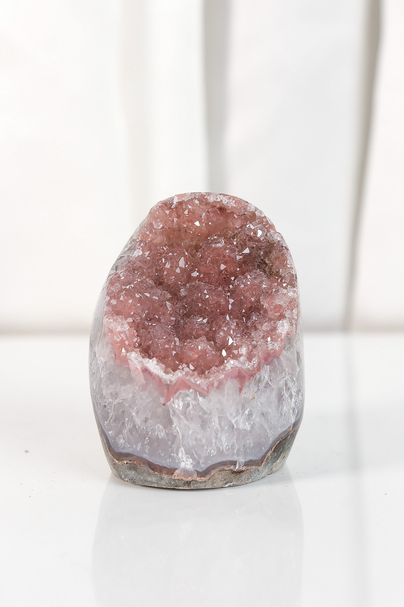 High Quality Burgundy/Pink Sugar Coated Amethyst Cutbase Cluster