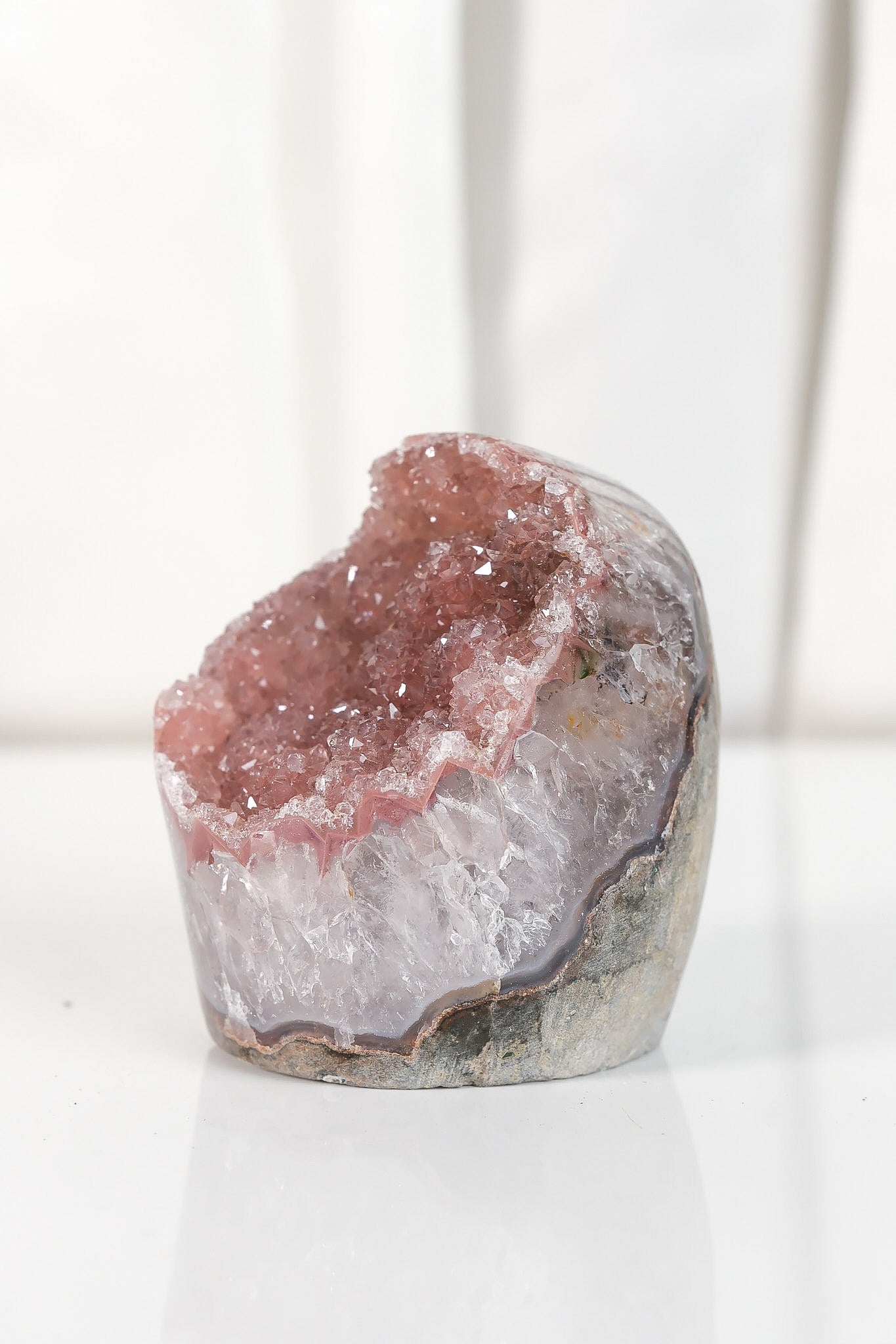 High Quality Burgundy/Pink Sugar Coated Amethyst Cutbase Cluster