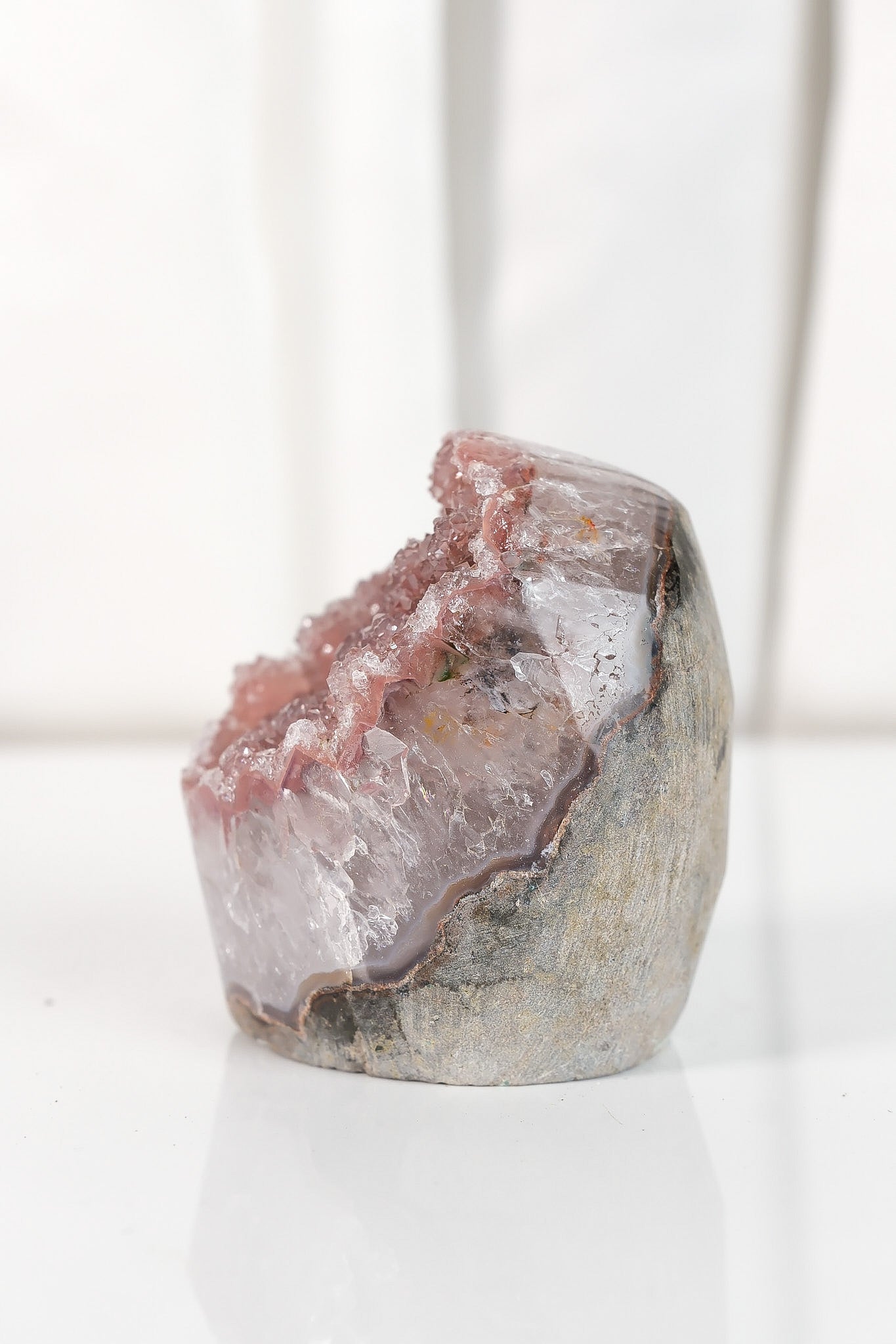 High Quality Burgundy/Pink Sugar Coated Amethyst Cutbase Cluster