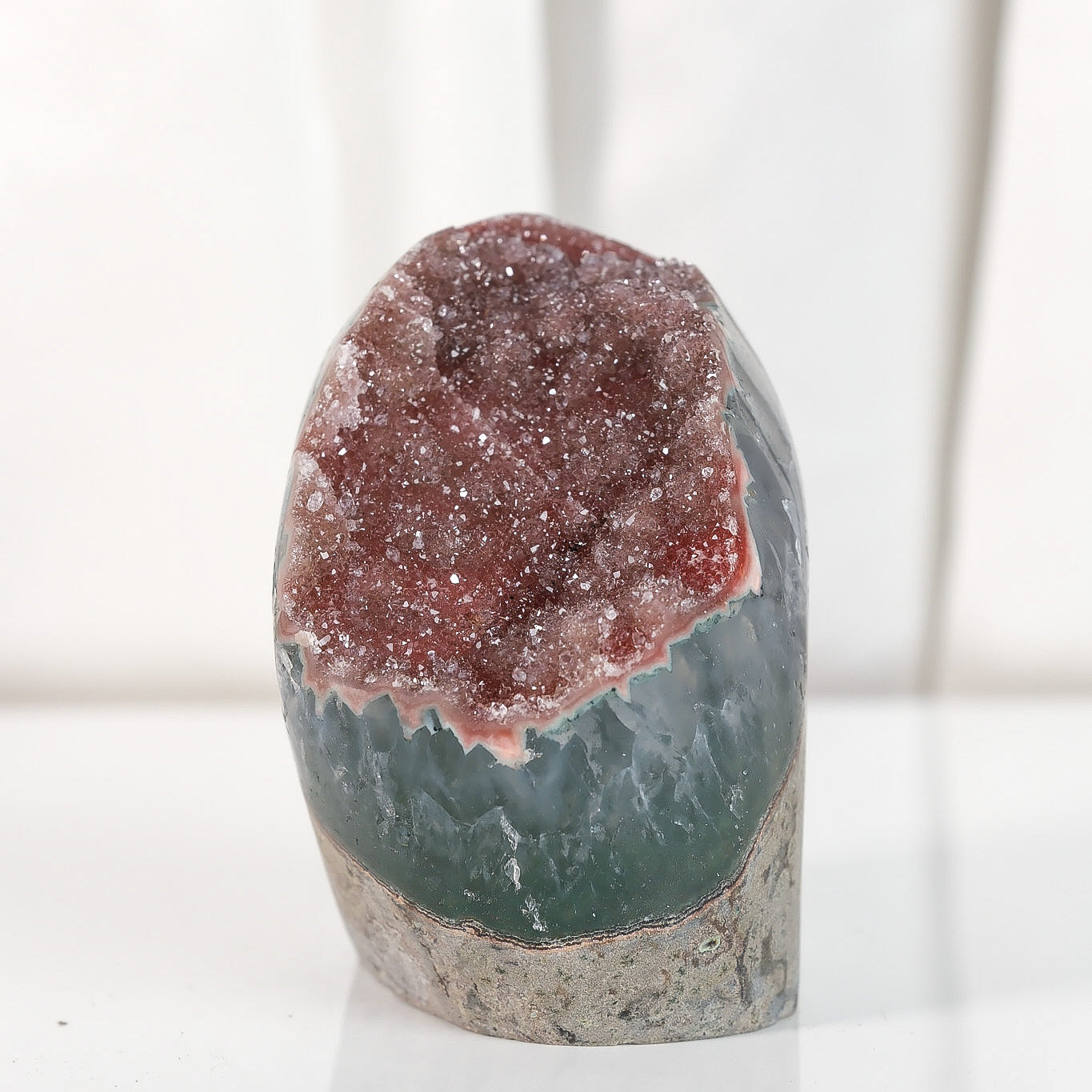High Quality Burgundy/Pink Sugar Coated Amethyst Cutbase Cluster