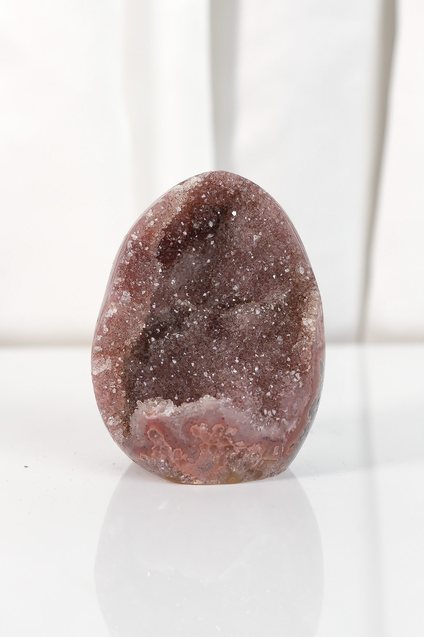 High Quality Burgundy/Pink Sugar Coated Amethyst Cutbase Cluster