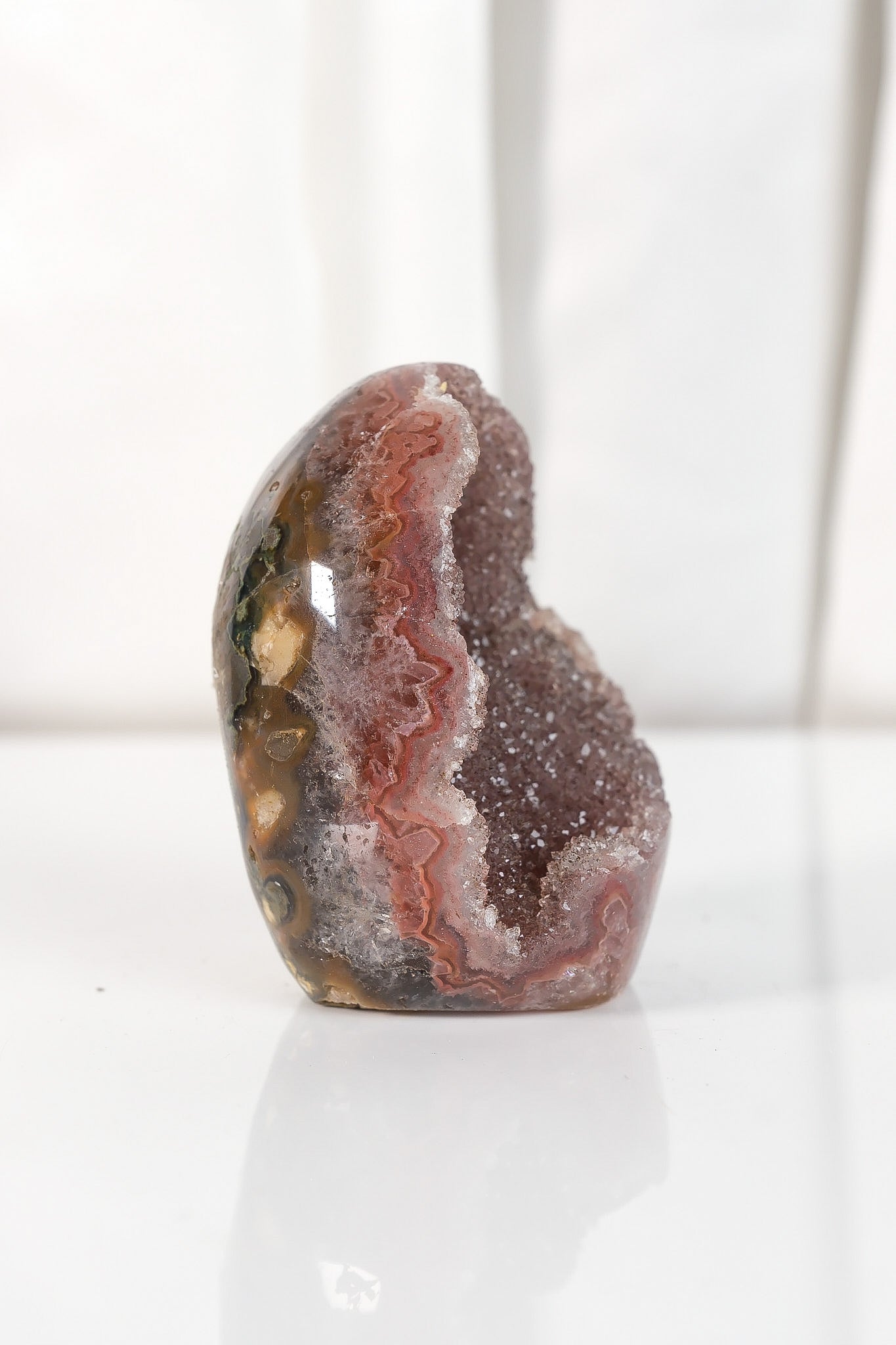 High Quality Burgundy/Pink Sugar Coated Amethyst Cutbase Cluster