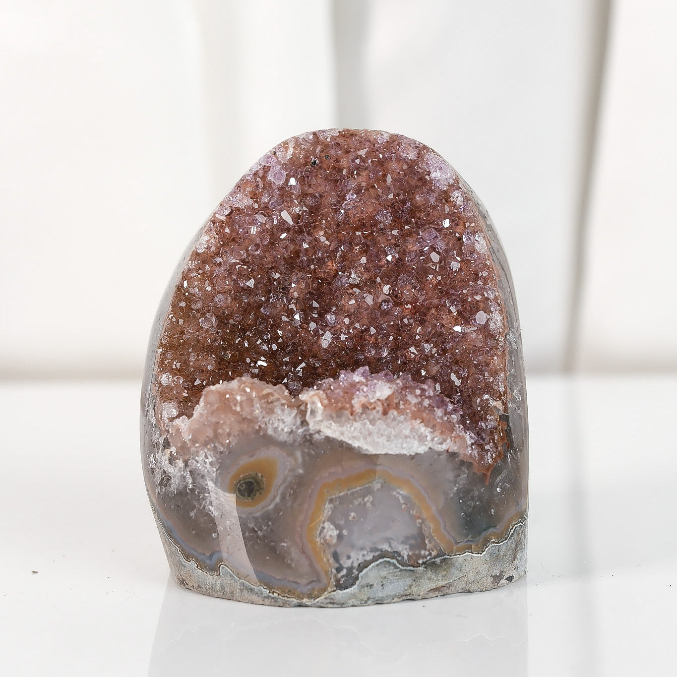 High Quality Burgundy/Pink Sugar Coated Amethyst Cutbase Cluster