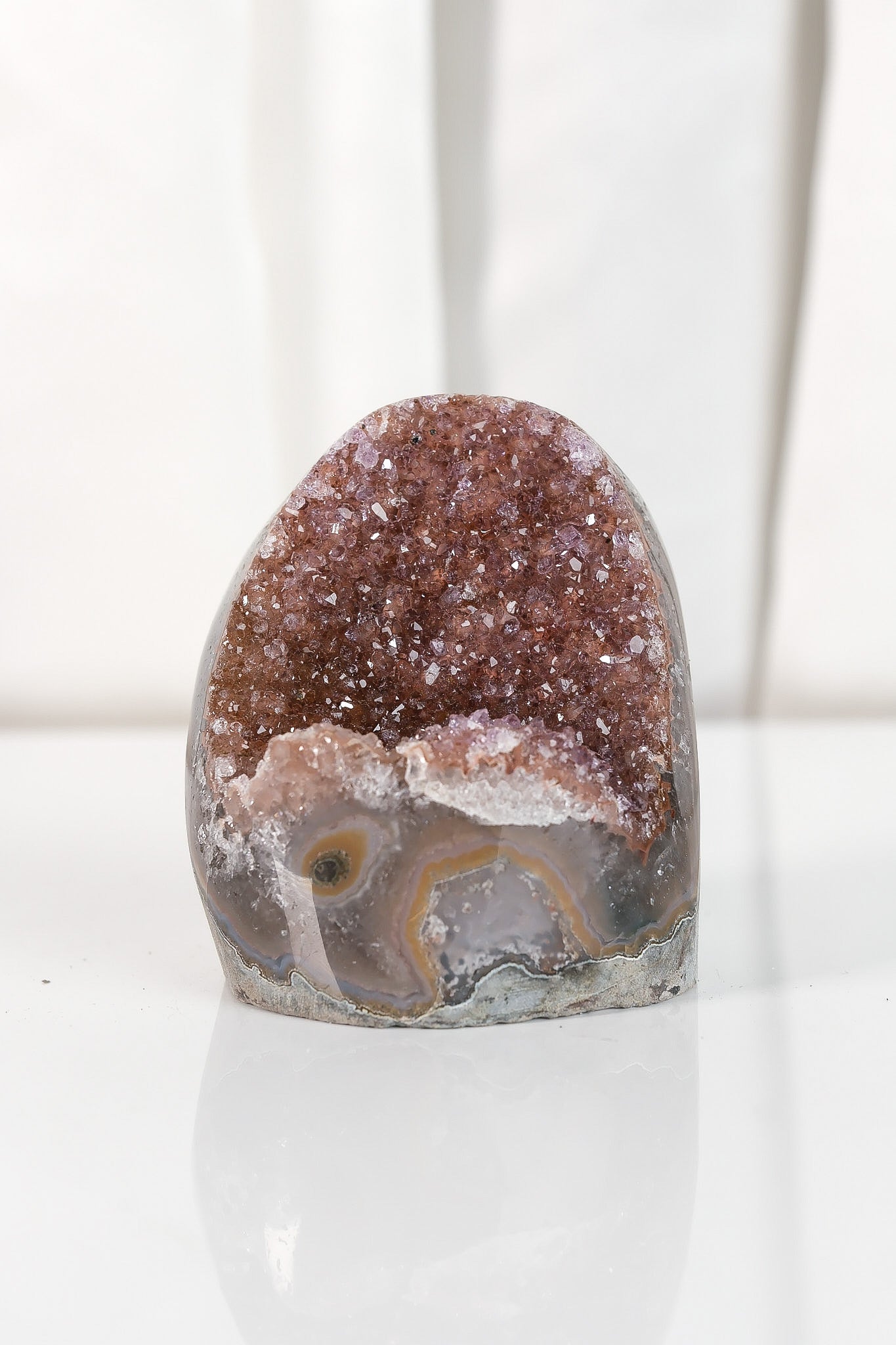High Quality Burgundy/Pink Sugar Coated Amethyst Cutbase Cluster
