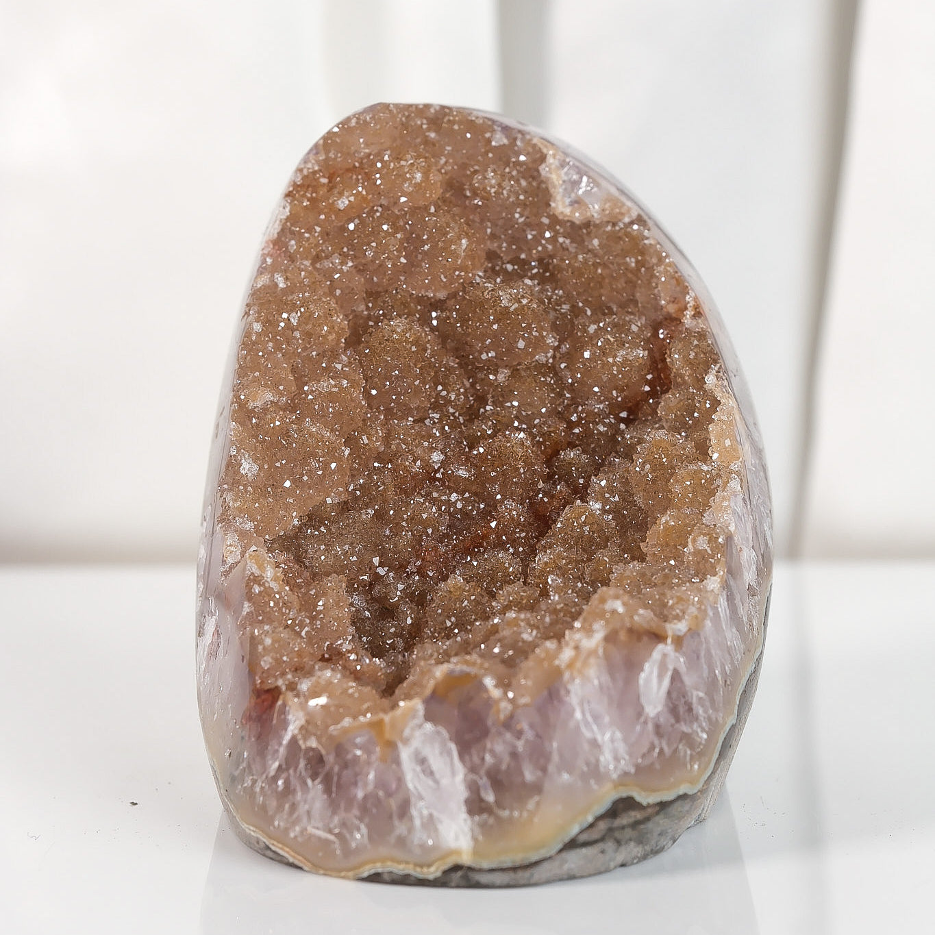High Quality Orange/Brown Sugar Coated Amethyst Cutbase Cluster