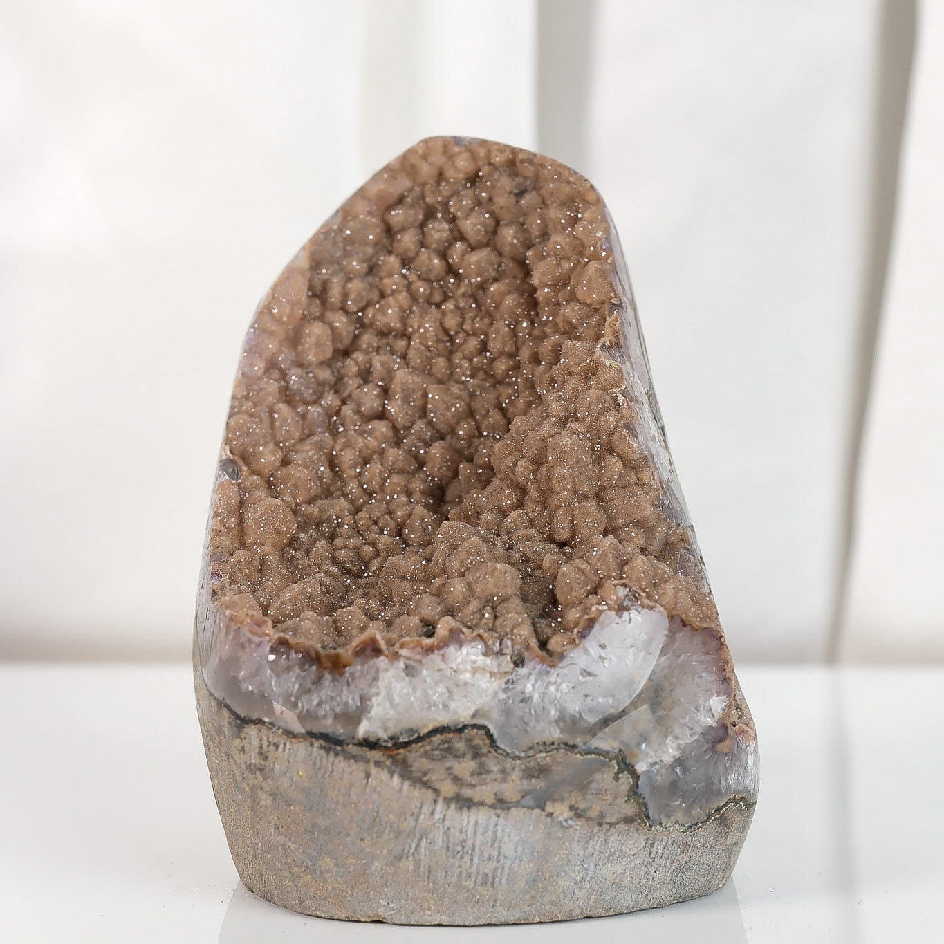 High Quality Orange/Brown Sugar Coated Amethyst Cutbase Cluster