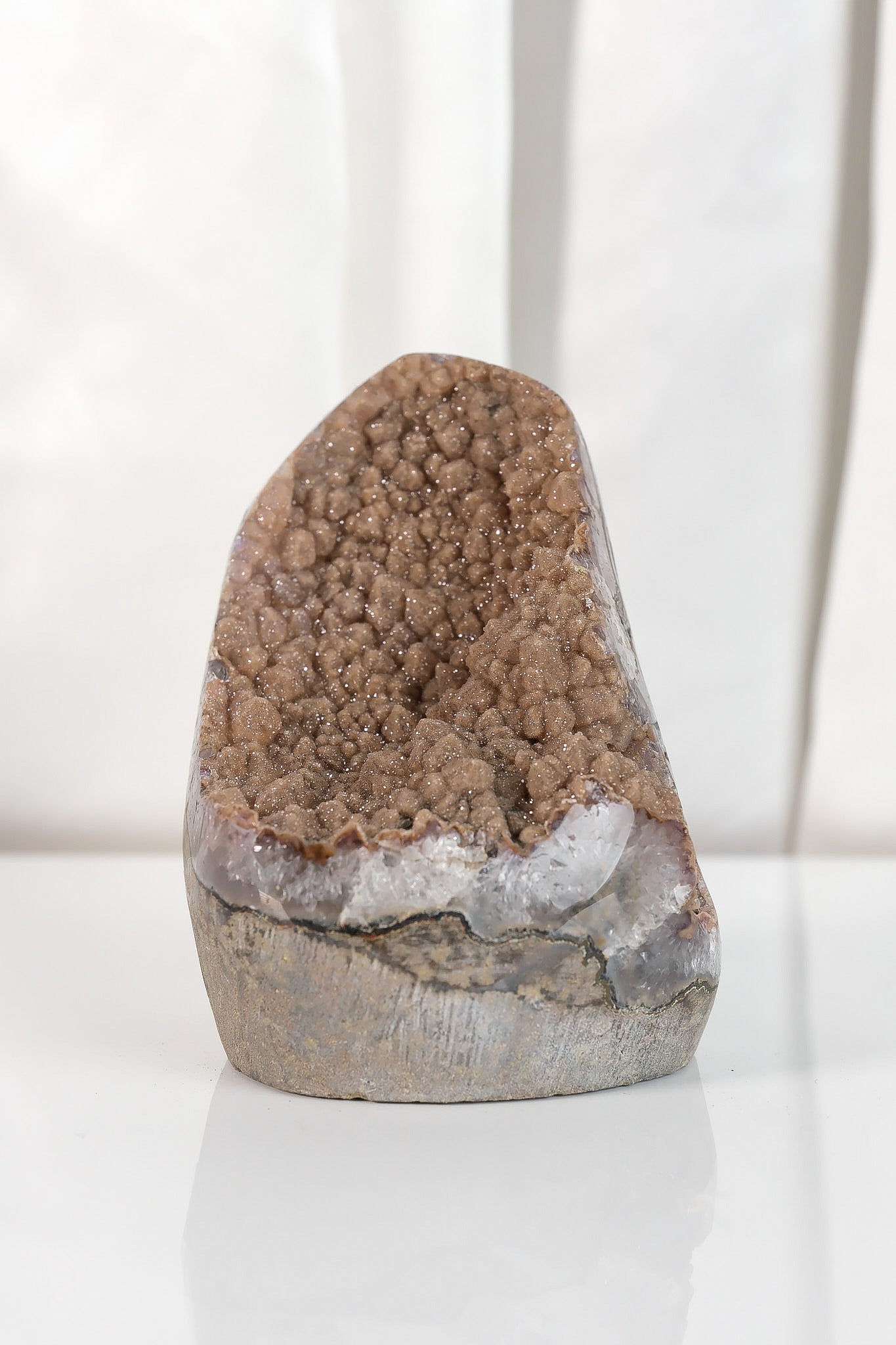 High Quality Orange/Brown Sugar Coated Amethyst Cutbase Cluster