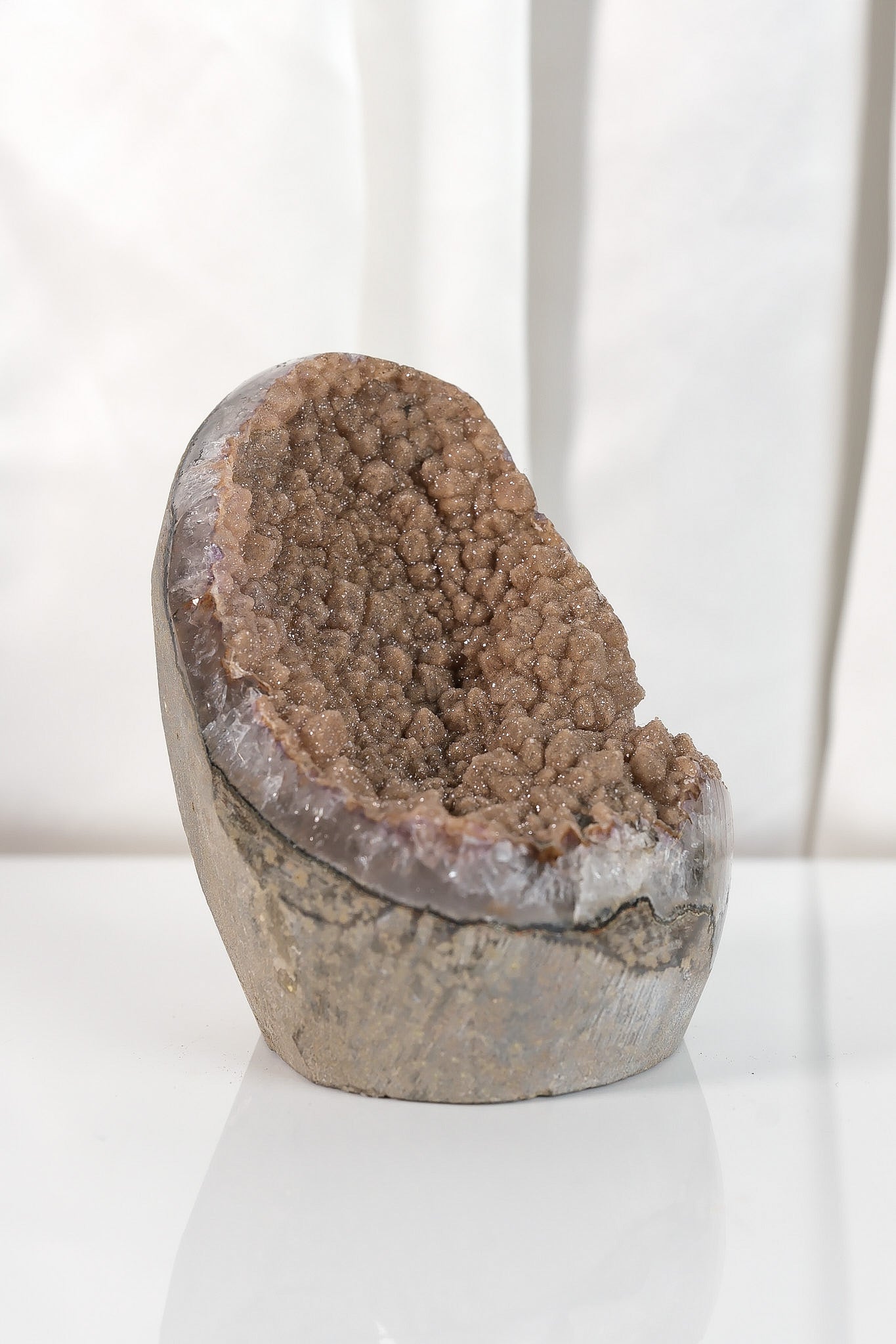 High Quality Orange/Brown Sugar Coated Amethyst Cutbase Cluster