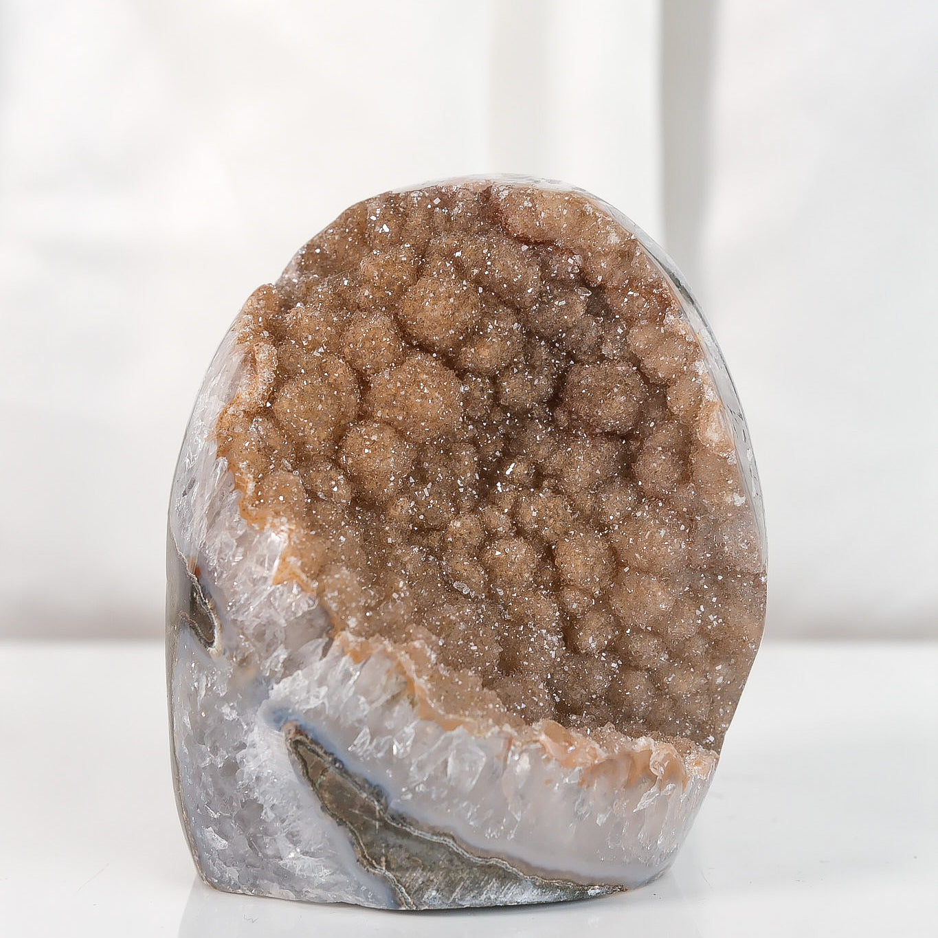 High Quality Orange/Brown Sugar Coated Amethyst Cutbase Cluster