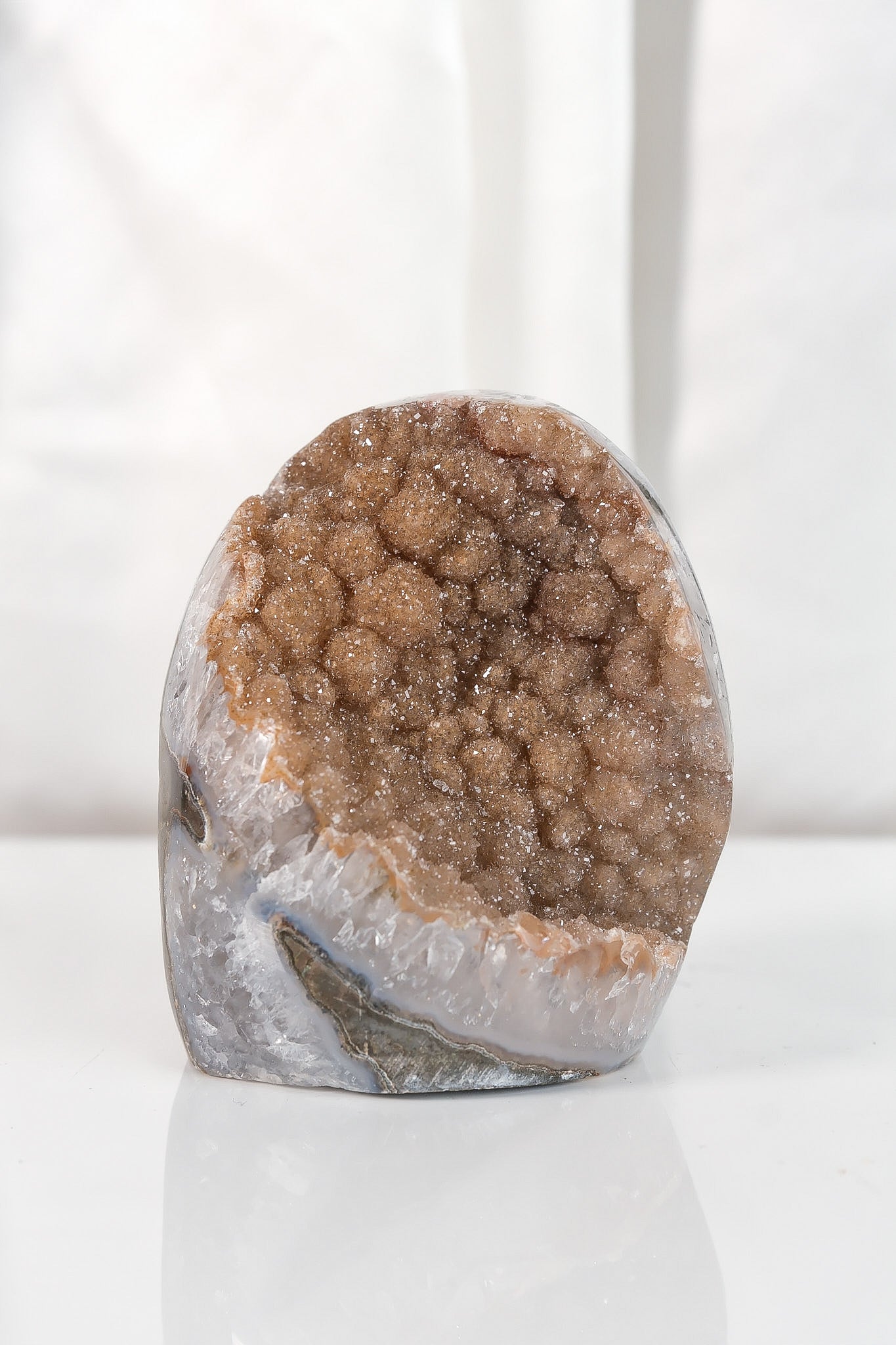 High Quality Orange/Brown Sugar Coated Amethyst Cutbase Cluster