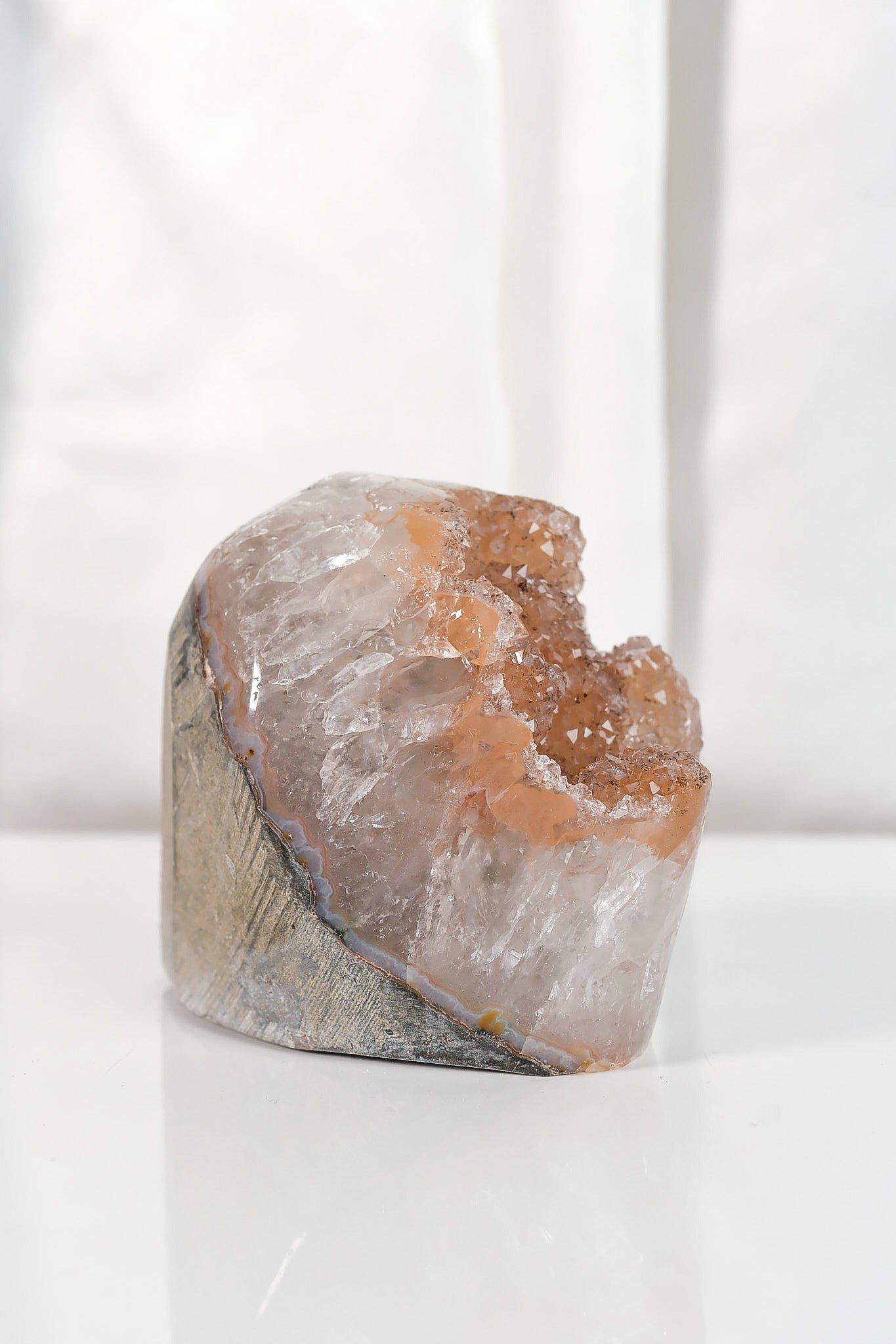High Quality Orange/Brown Sugar Coated Amethyst Cutbase Cluster