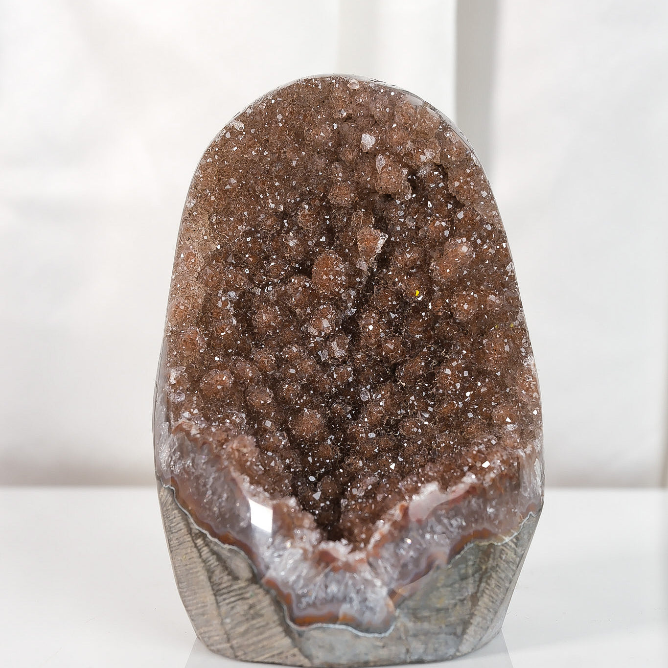 High Quality Orange/Brown Sugar Coated Amethyst Cutbase Cluster