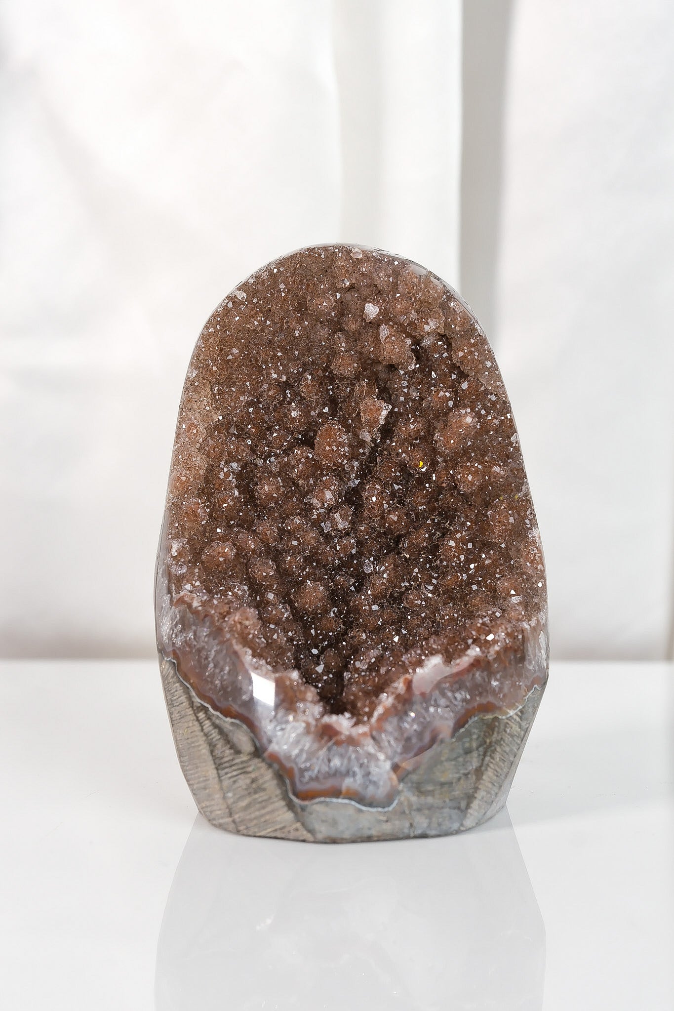 High Quality Orange/Brown Sugar Coated Amethyst Cutbase Cluster