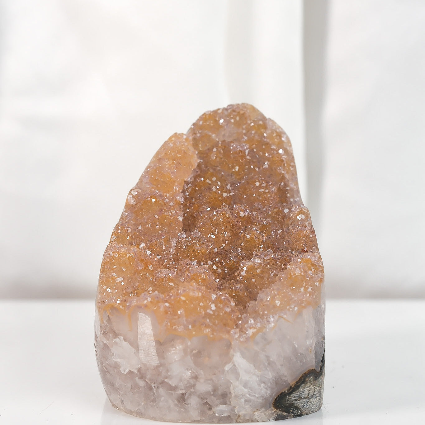 High Quality Orange/Brown Sugar Coated Amethyst Cutbase Cluster