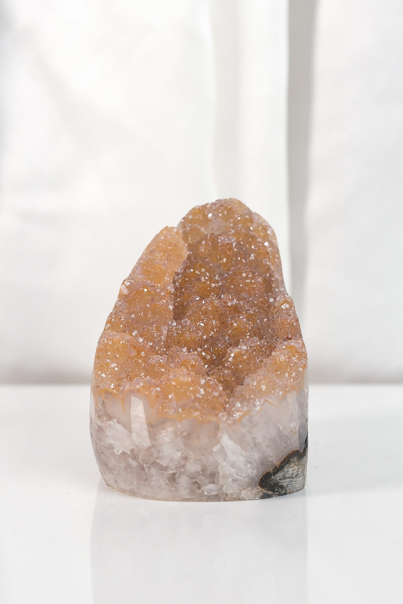 High Quality Orange/Brown Sugar Coated Amethyst Cutbase Cluster