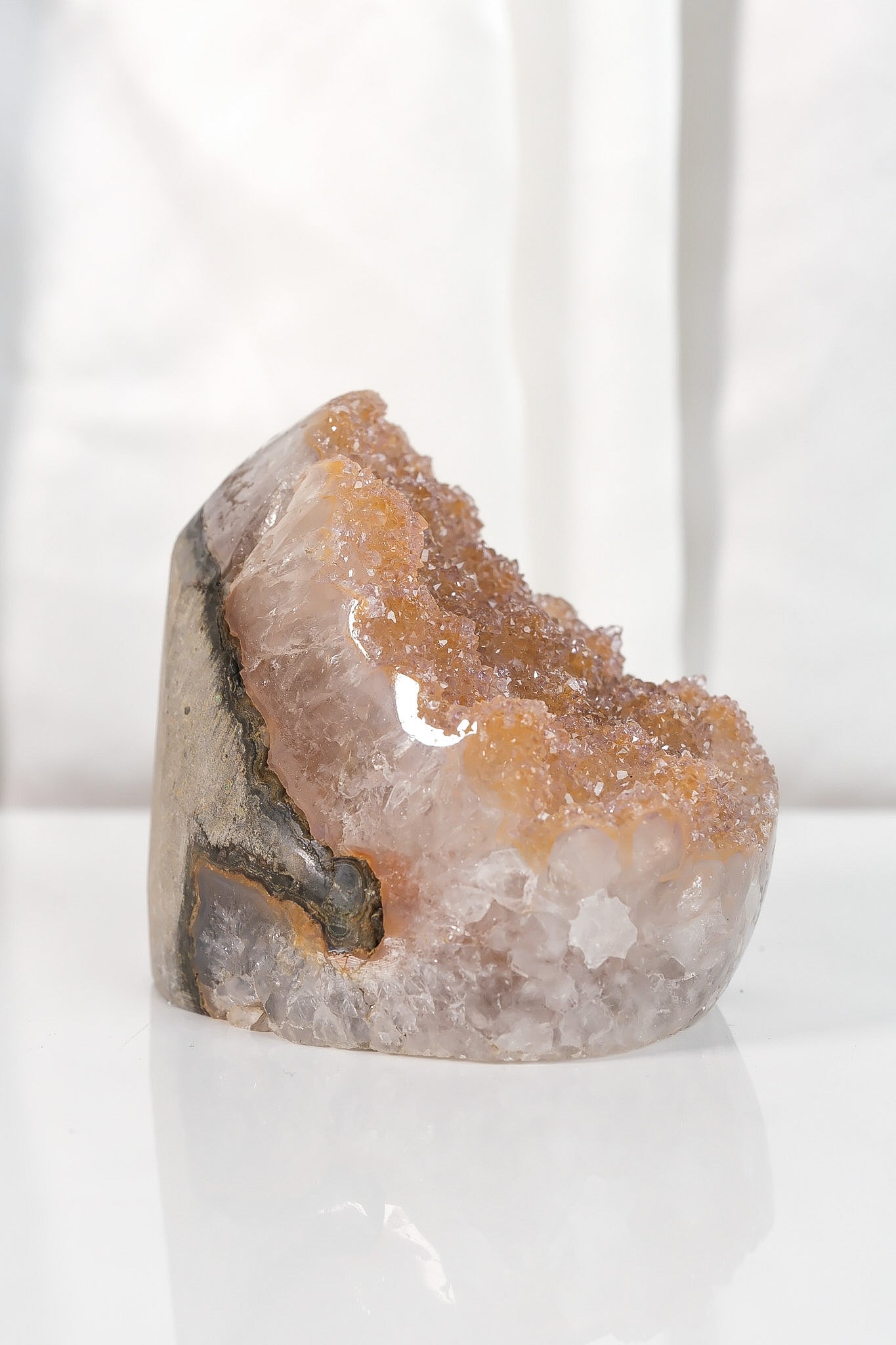 High Quality Orange/Brown Sugar Coated Amethyst Cutbase Cluster