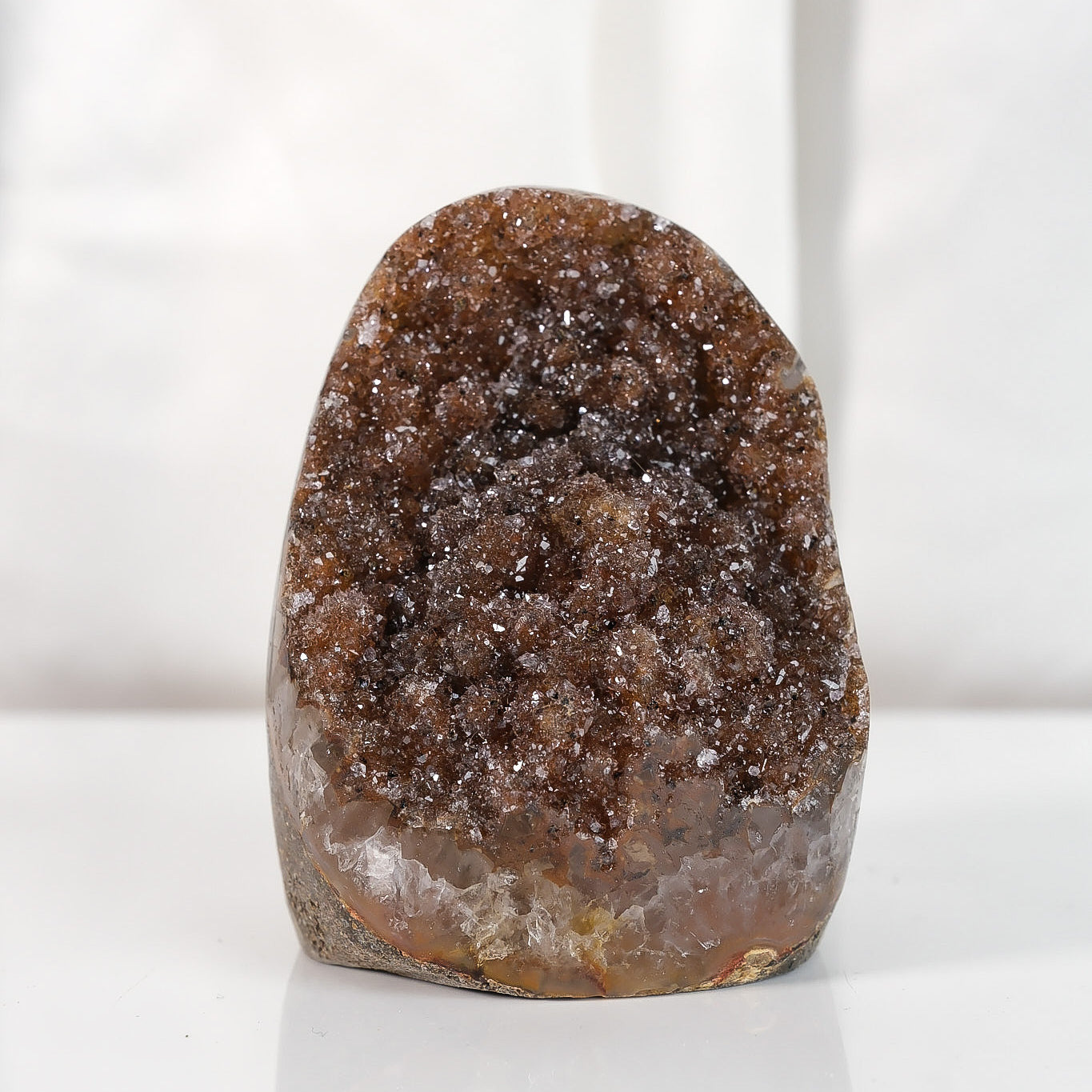 High Quality Orange/Brown Sugar Coated Amethyst Cutbase Cluster
