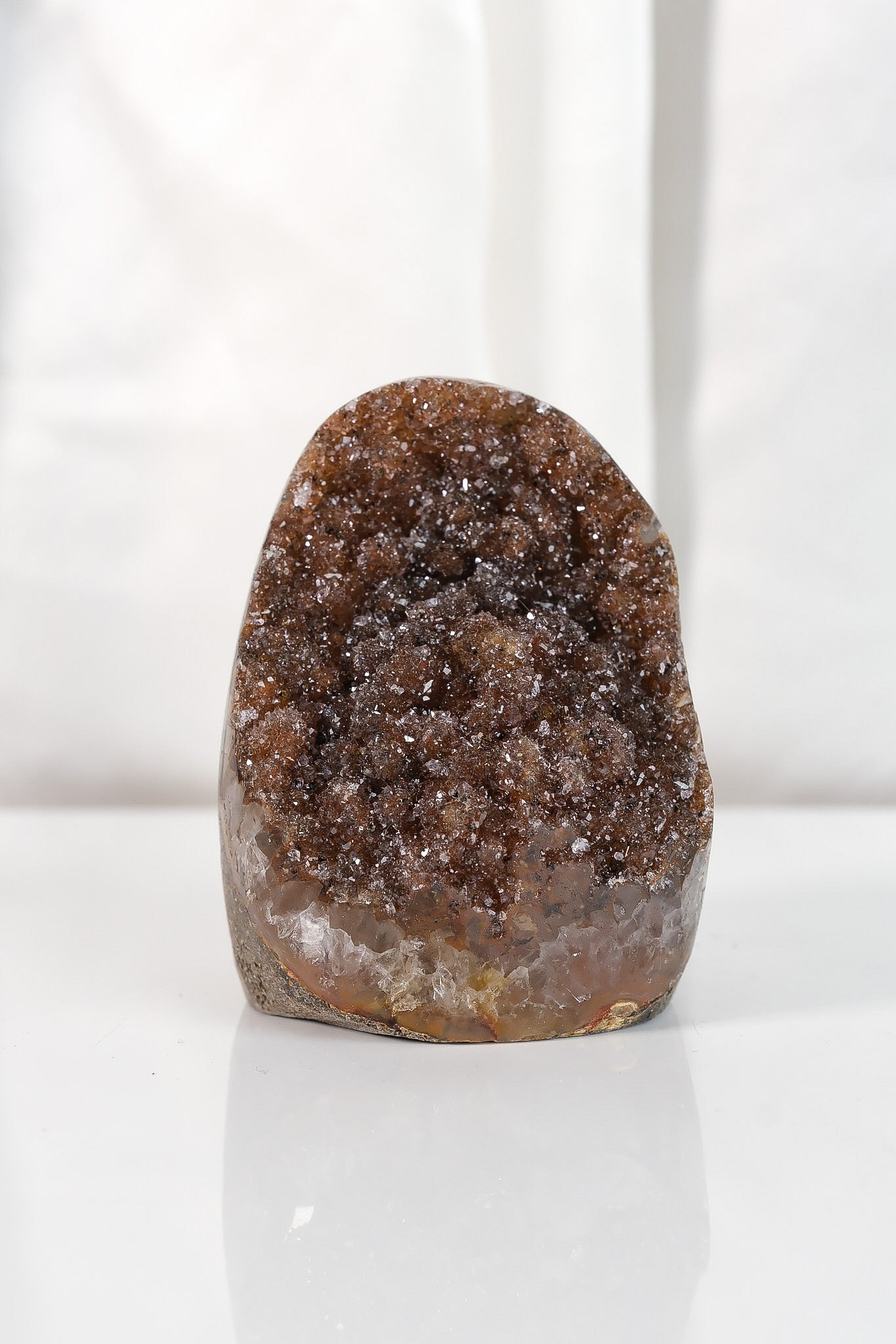 High Quality Orange/Brown Sugar Coated Amethyst Cutbase Cluster