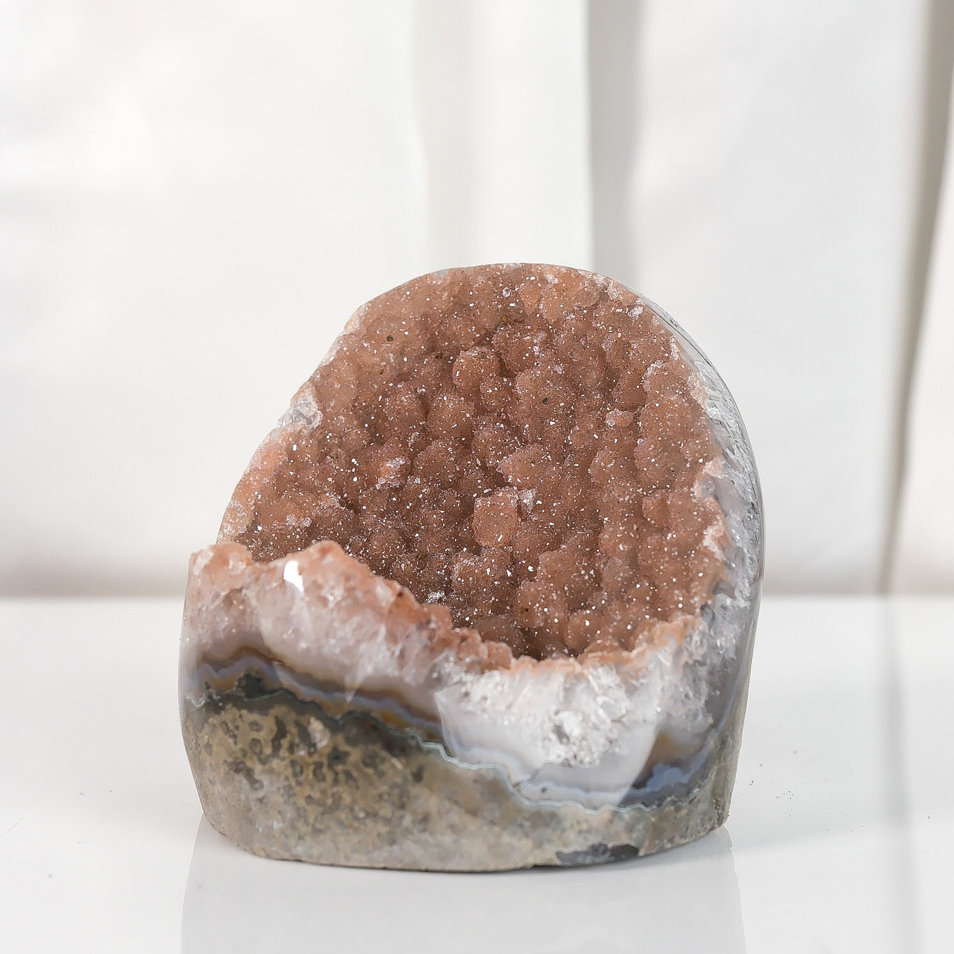 High Quality Orange/Brown Sugar Coated Amethyst Cutbase Cluster