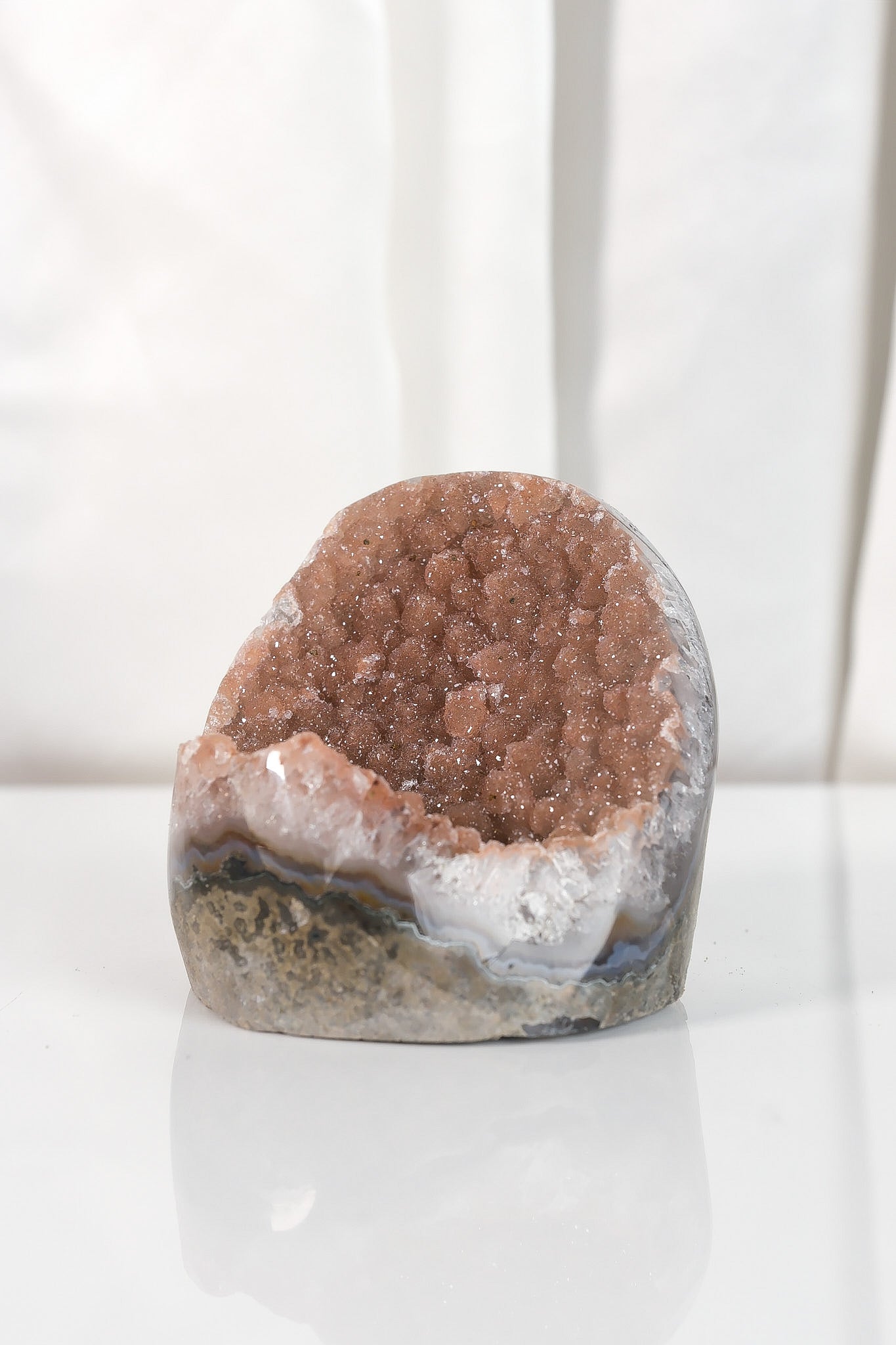 High Quality Orange/Brown Sugar Coated Amethyst Cutbase Cluster