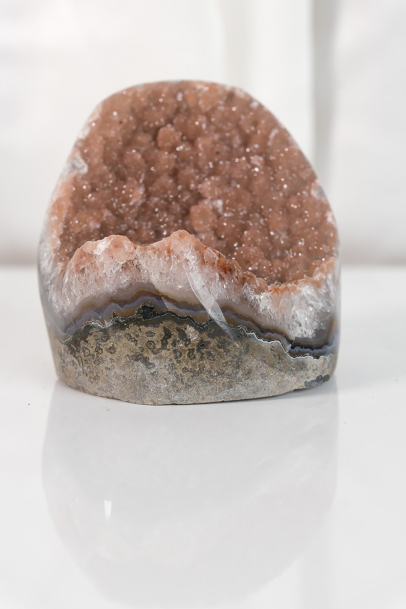 High Quality Orange/Brown Sugar Coated Amethyst Cutbase Cluster