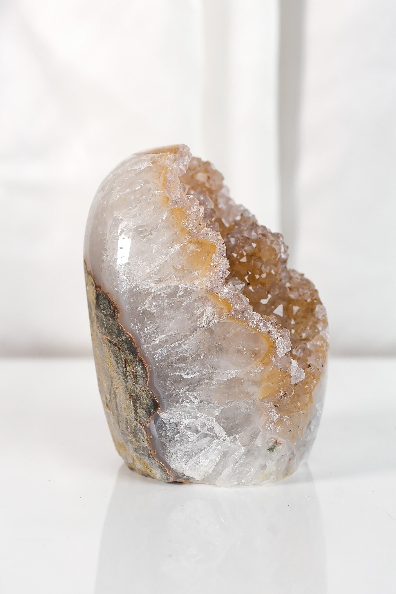 High Quality Orange/Brown Sugar Coated Amethyst Cutbase Cluster