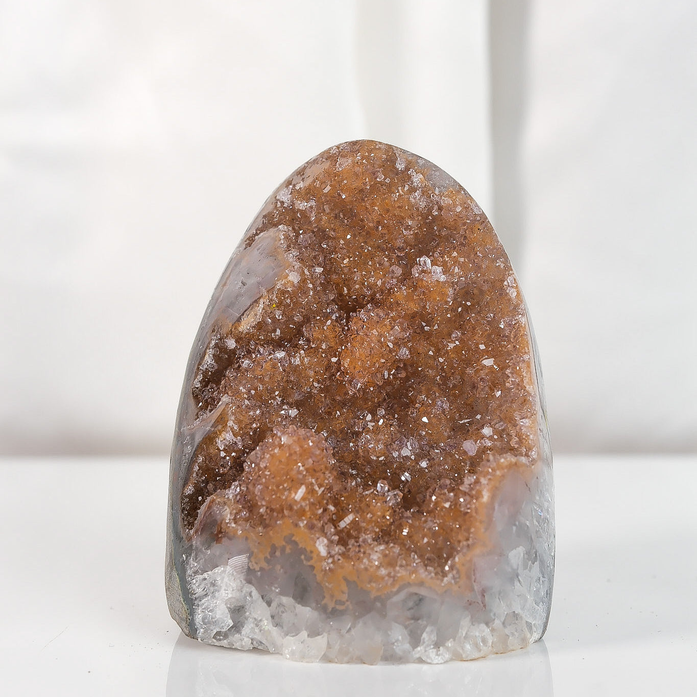 High Quality Orange/Brown Sugar Coated Amethyst Cutbase Cluster