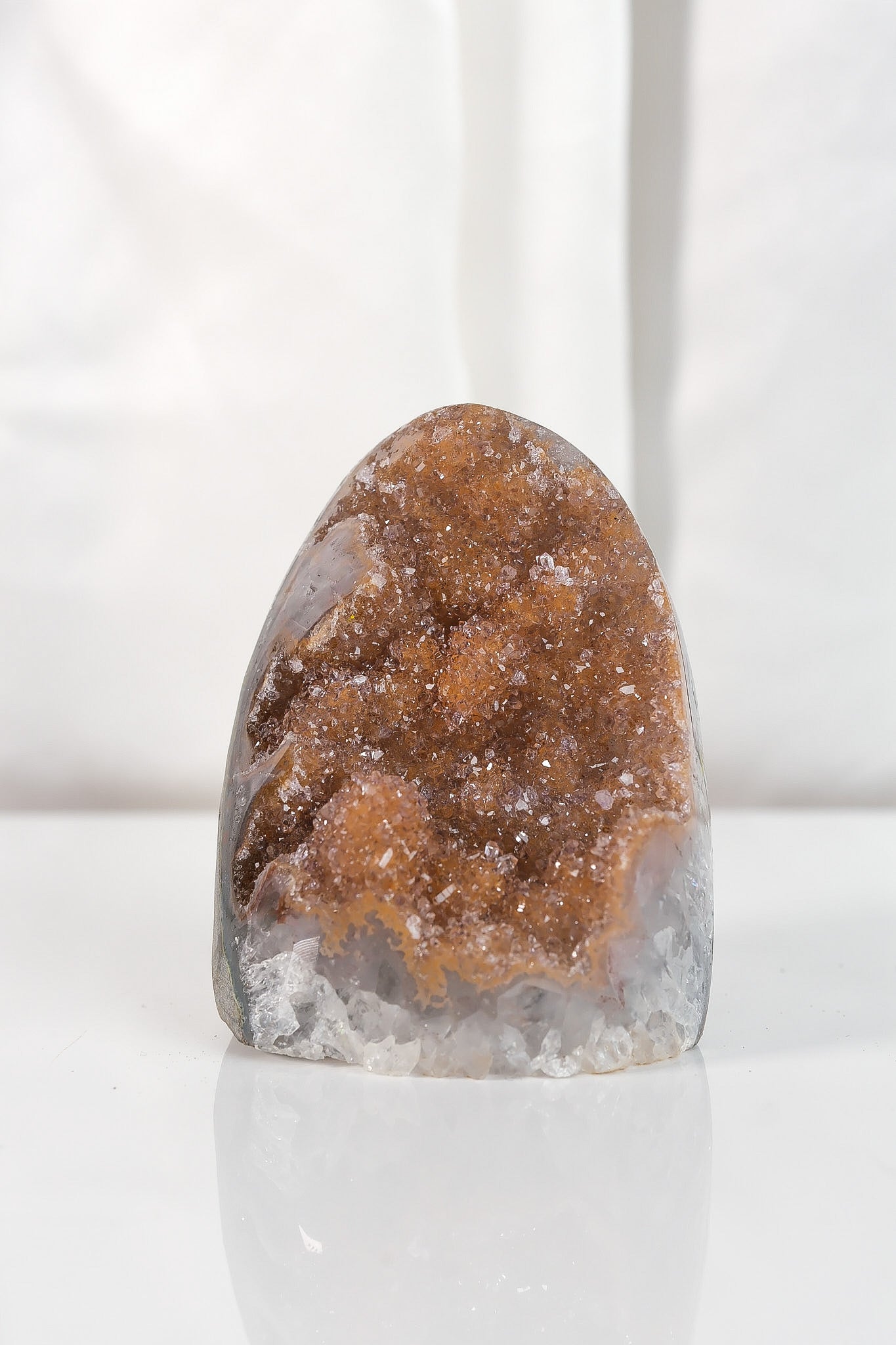 High Quality Orange/Brown Sugar Coated Amethyst Cutbase Cluster