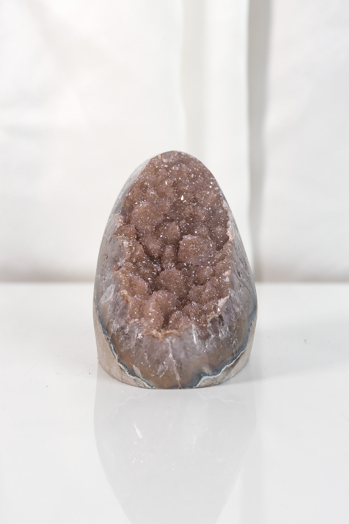 High Quality Orange/Brown Sugar Coated Amethyst Cutbase Cluster