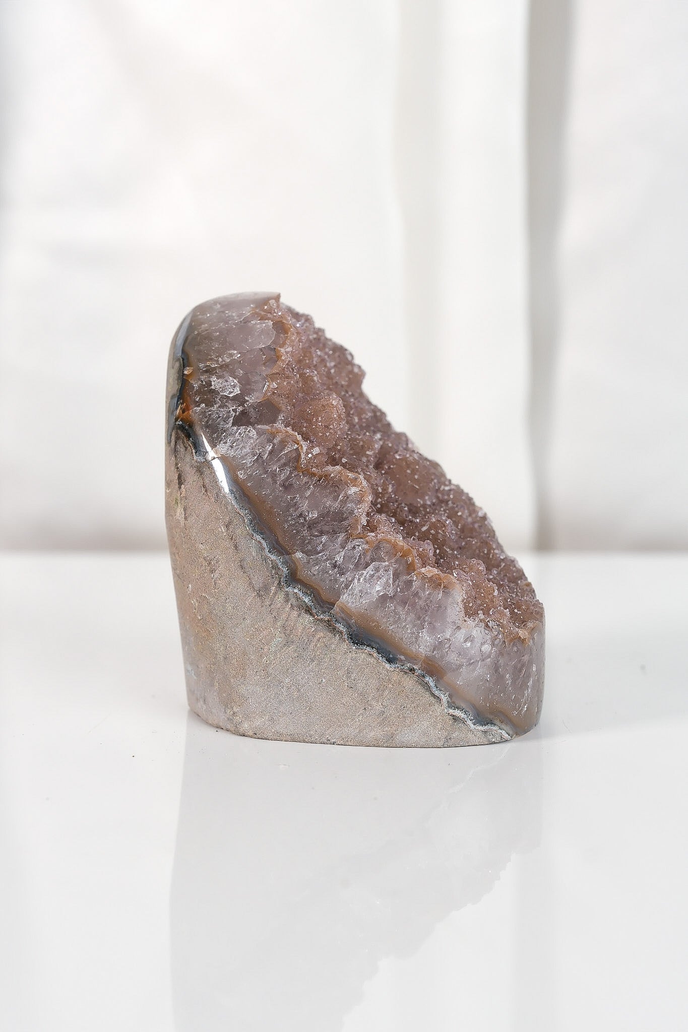 High Quality Orange/Brown Sugar Coated Amethyst Cutbase Cluster