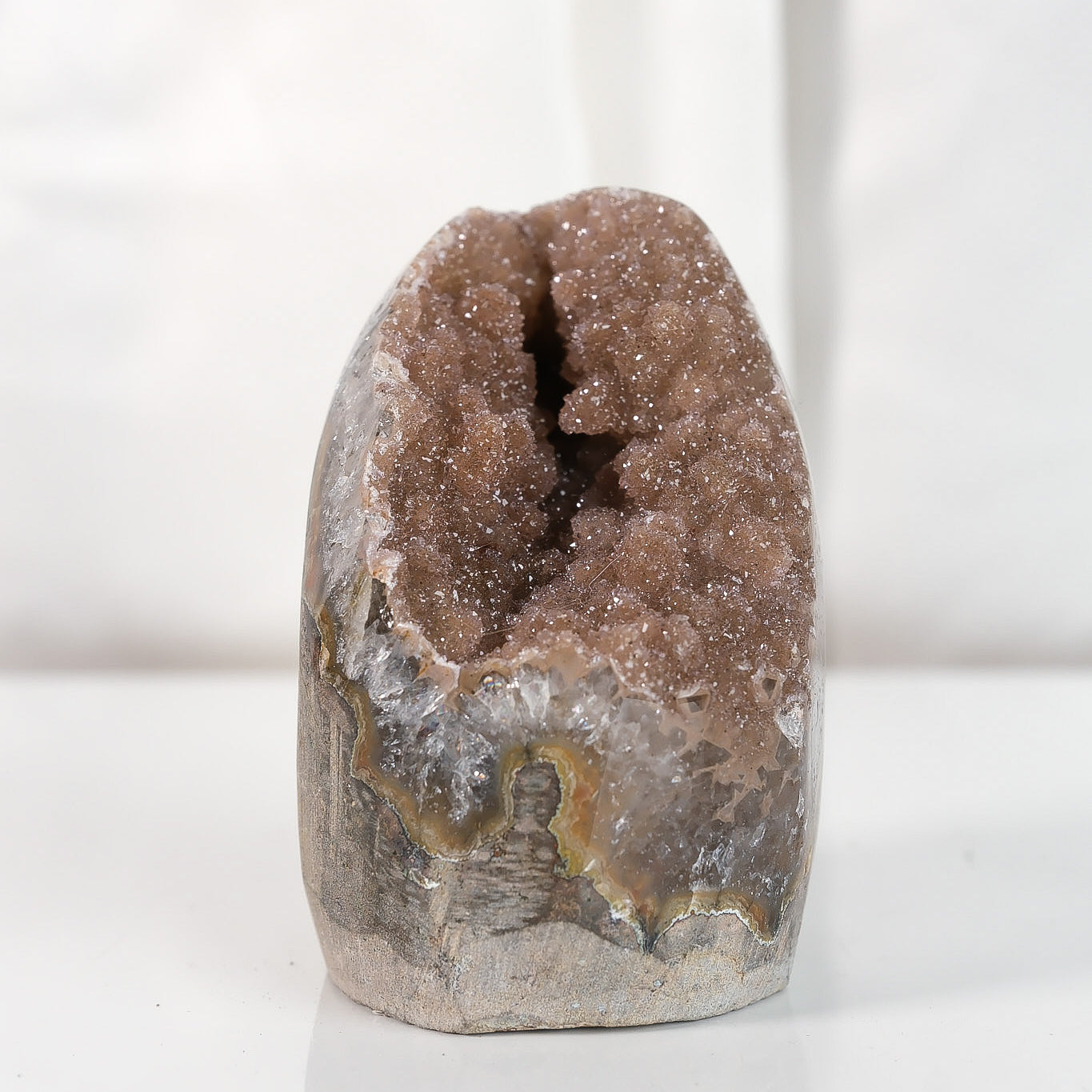 High Quality Orange/Brown Sugar Coated Amethyst Cutbase Cluster