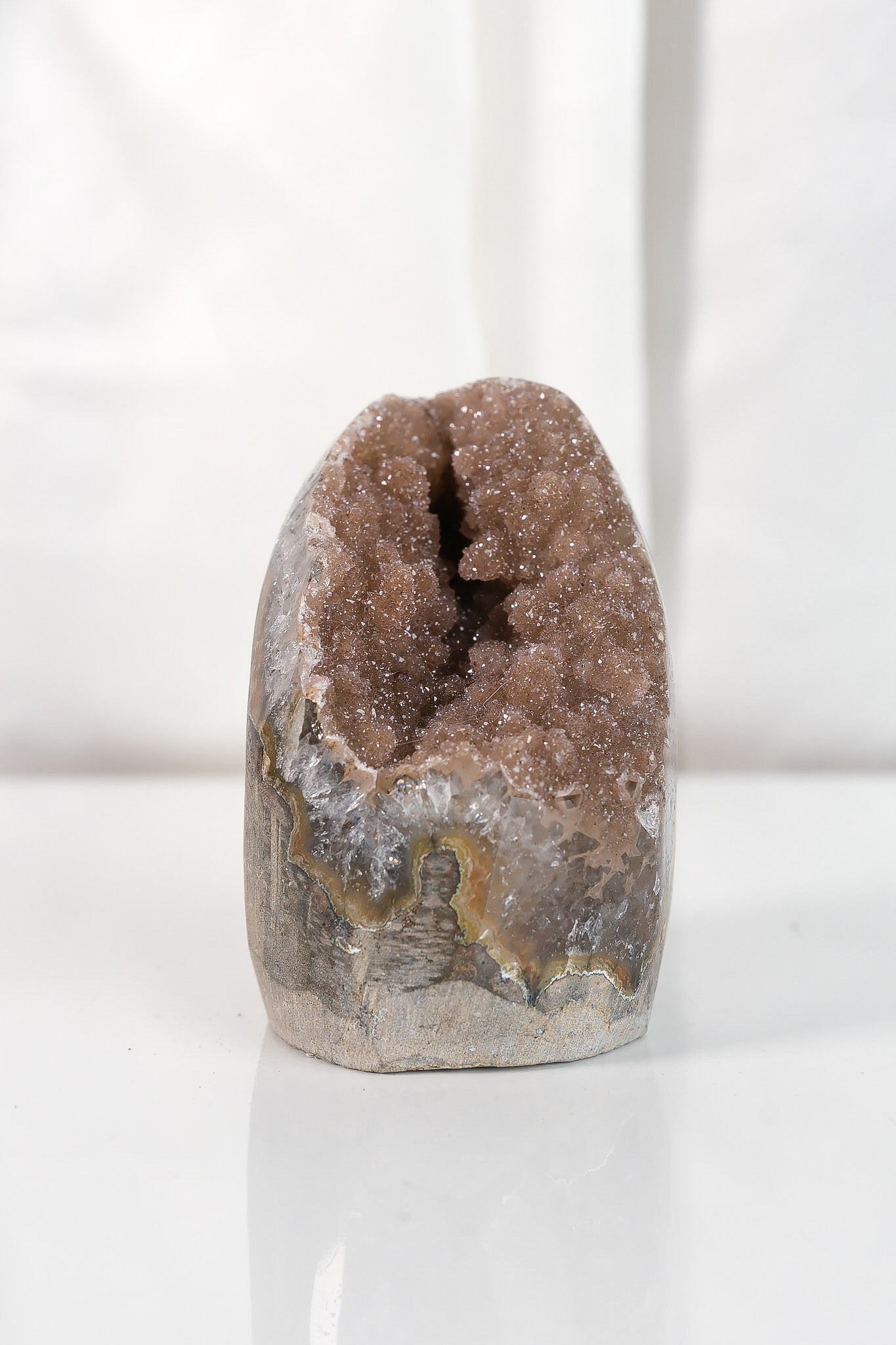 High Quality Orange/Brown Sugar Coated Amethyst Cutbase Cluster