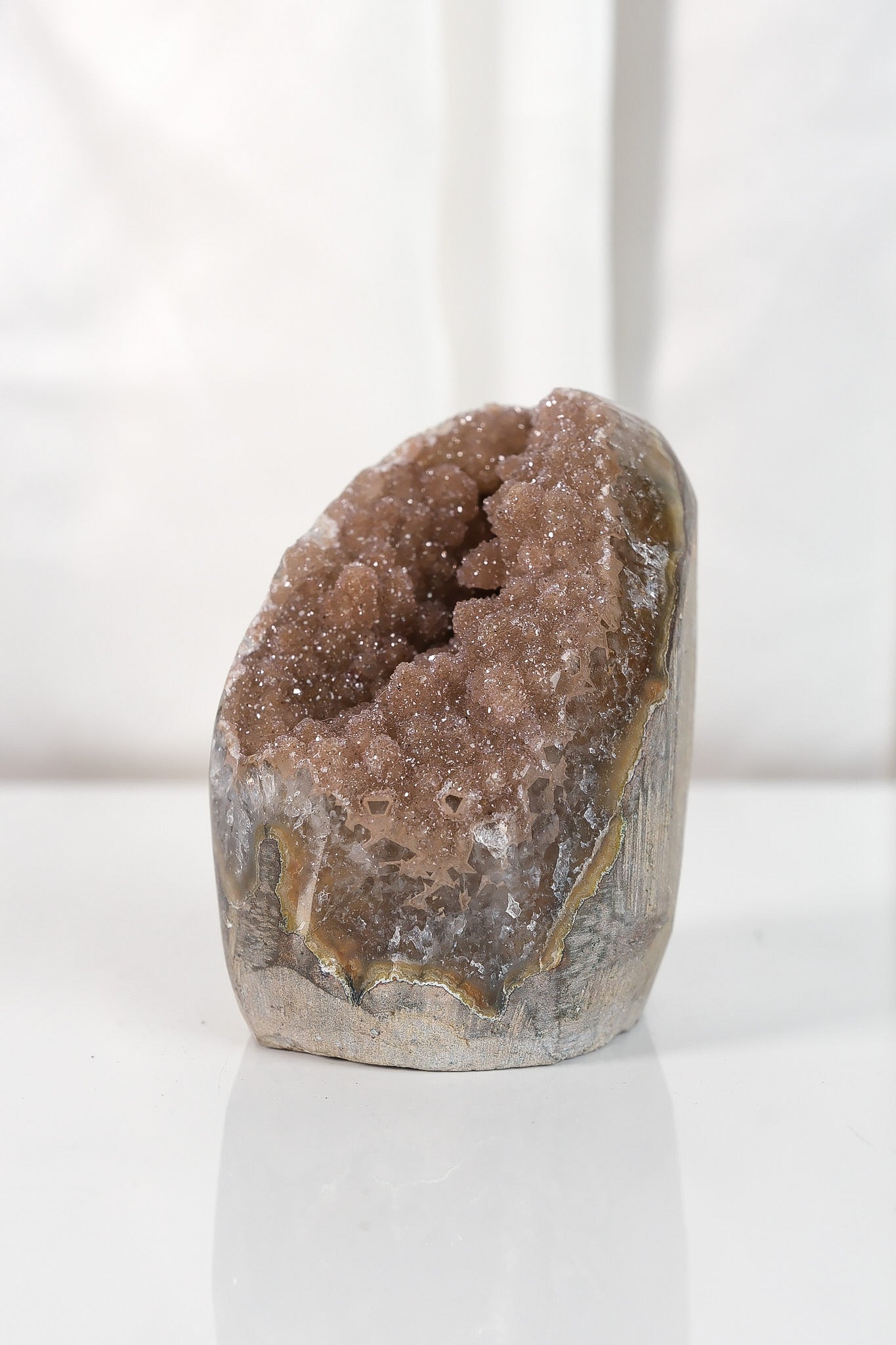 High Quality Orange/Brown Sugar Coated Amethyst Cutbase Cluster
