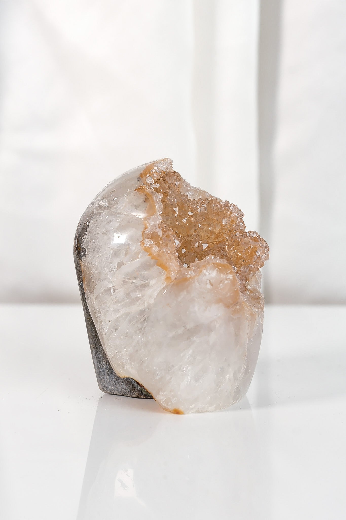 High Quality Orange/Brown Sugar Coated Amethyst Cutbase Cluster