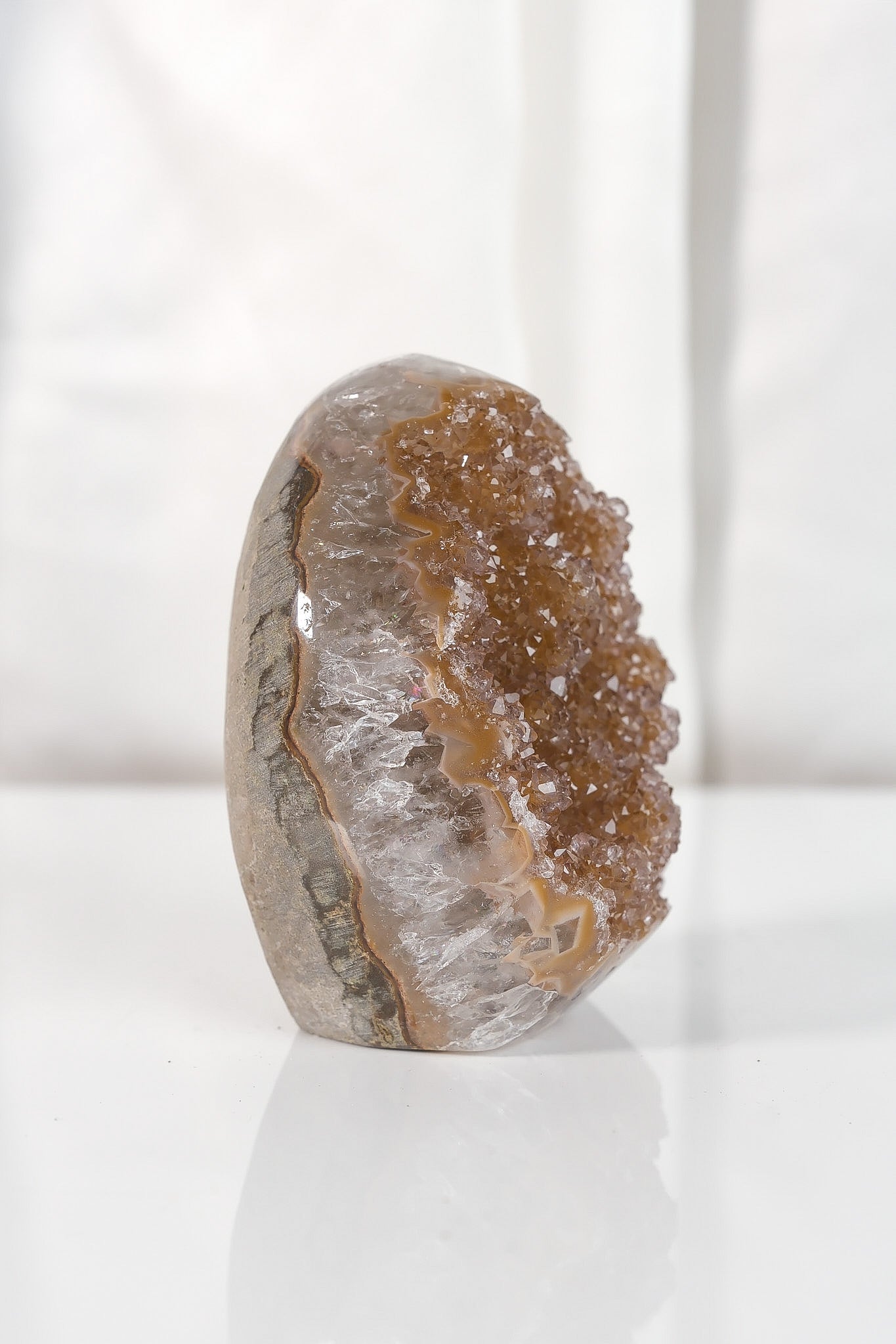 High Quality Orange/Brown Sugar Coated Amethyst Cutbase Cluster