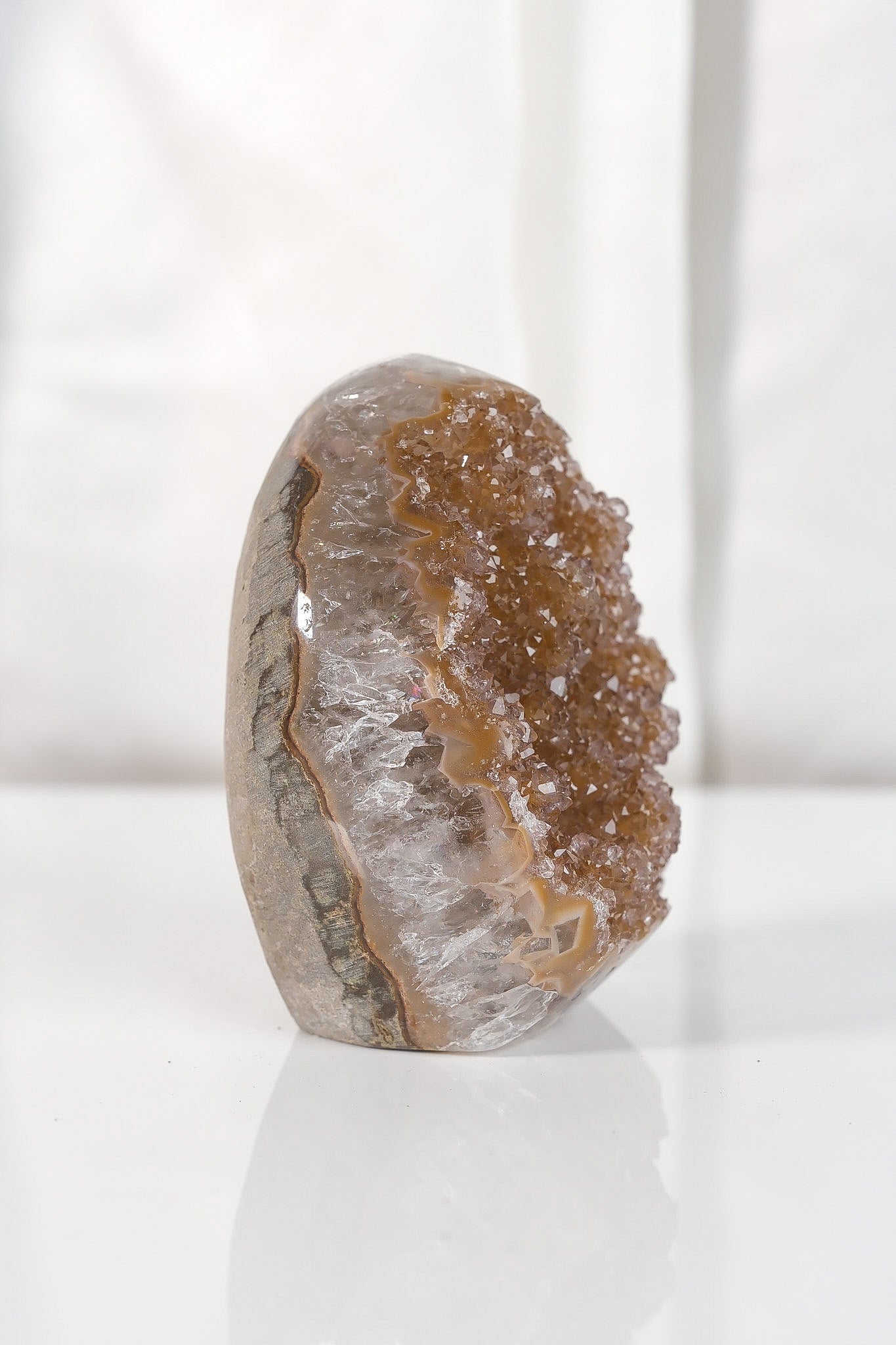 High Quality Orange/Brown Sugar Coated Amethyst Cutbase Cluster