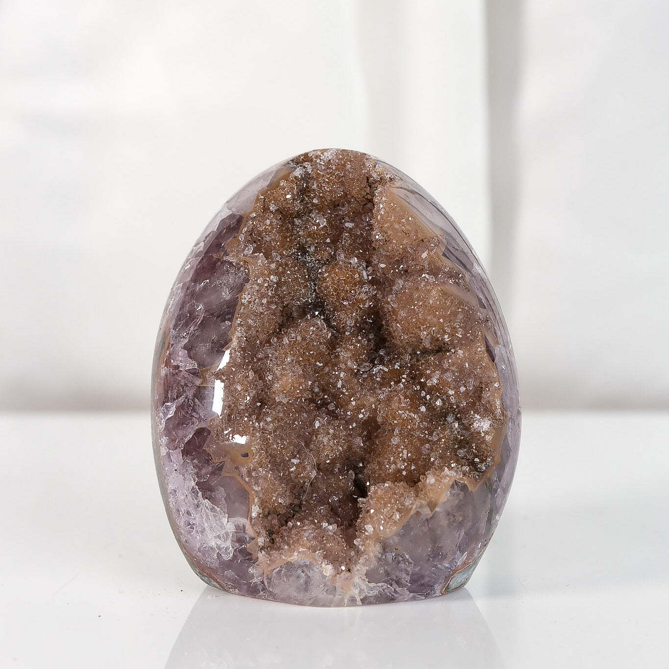 High Quality Orange/Brown Sugar Coated Amethyst Cutbase Cluster