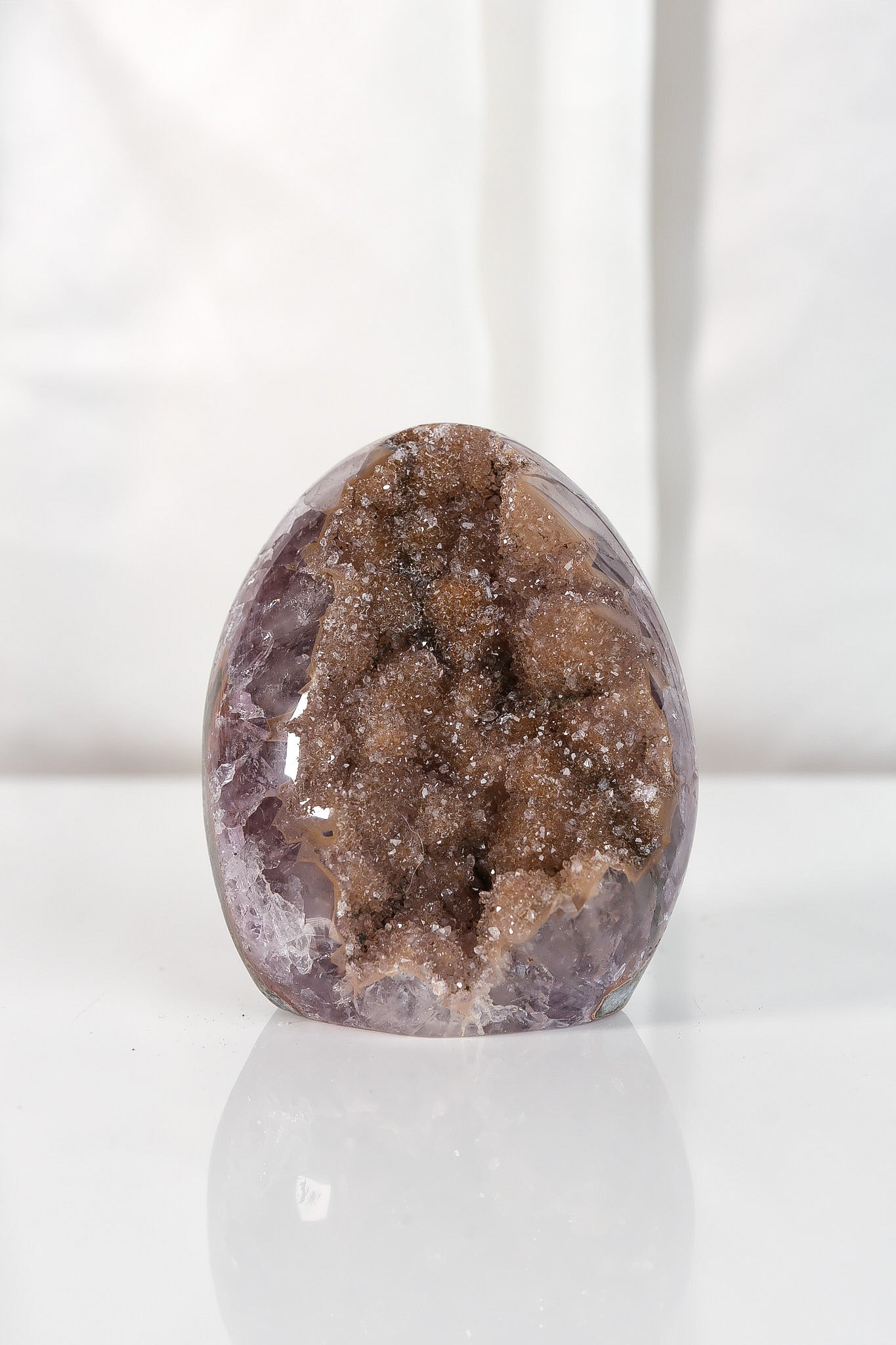 High Quality Orange/Brown Sugar Coated Amethyst Cutbase Cluster