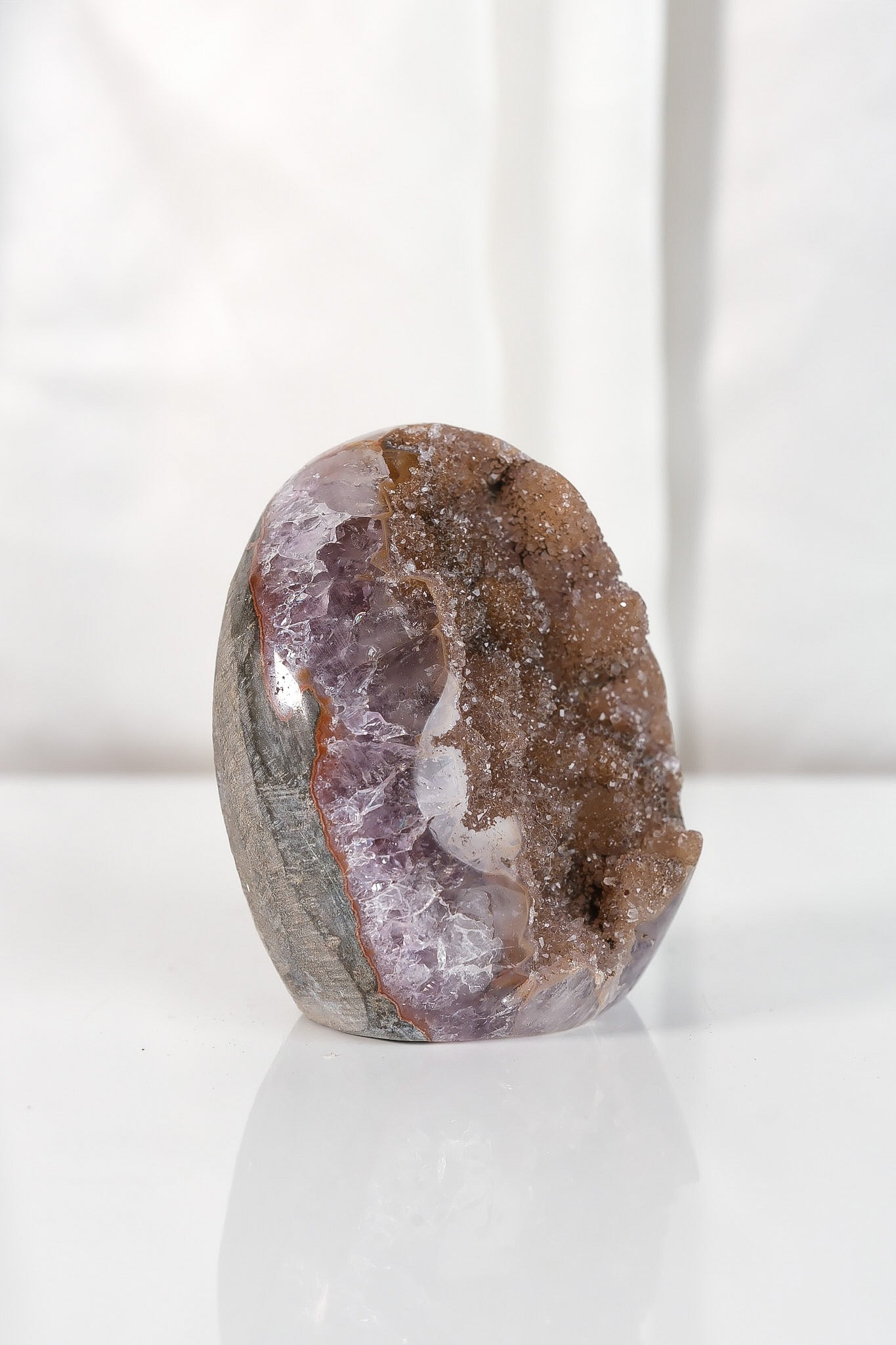High Quality Orange/Brown Sugar Coated Amethyst Cutbase Cluster